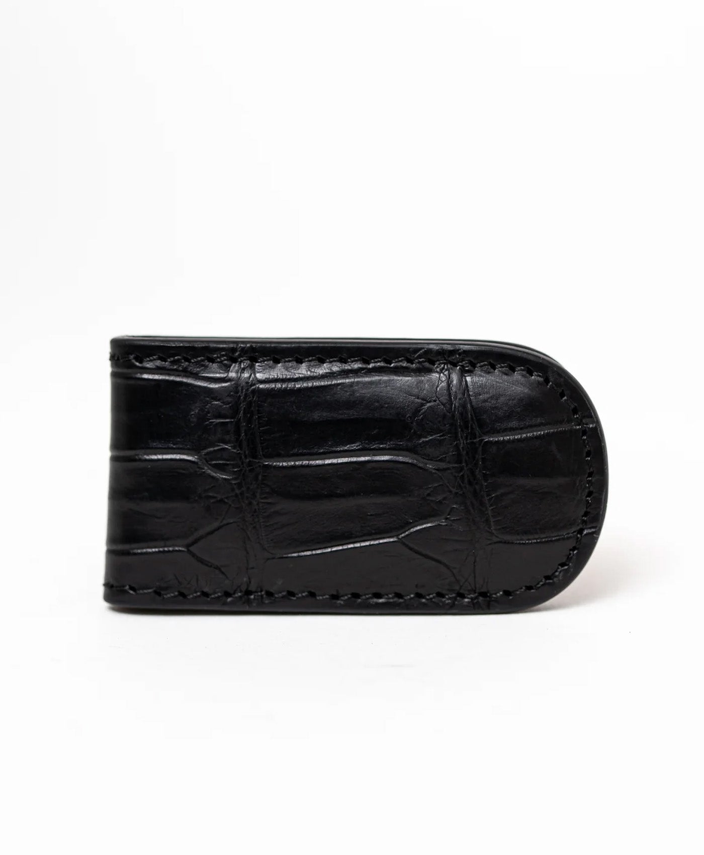 Clips bani negru piele crocodil