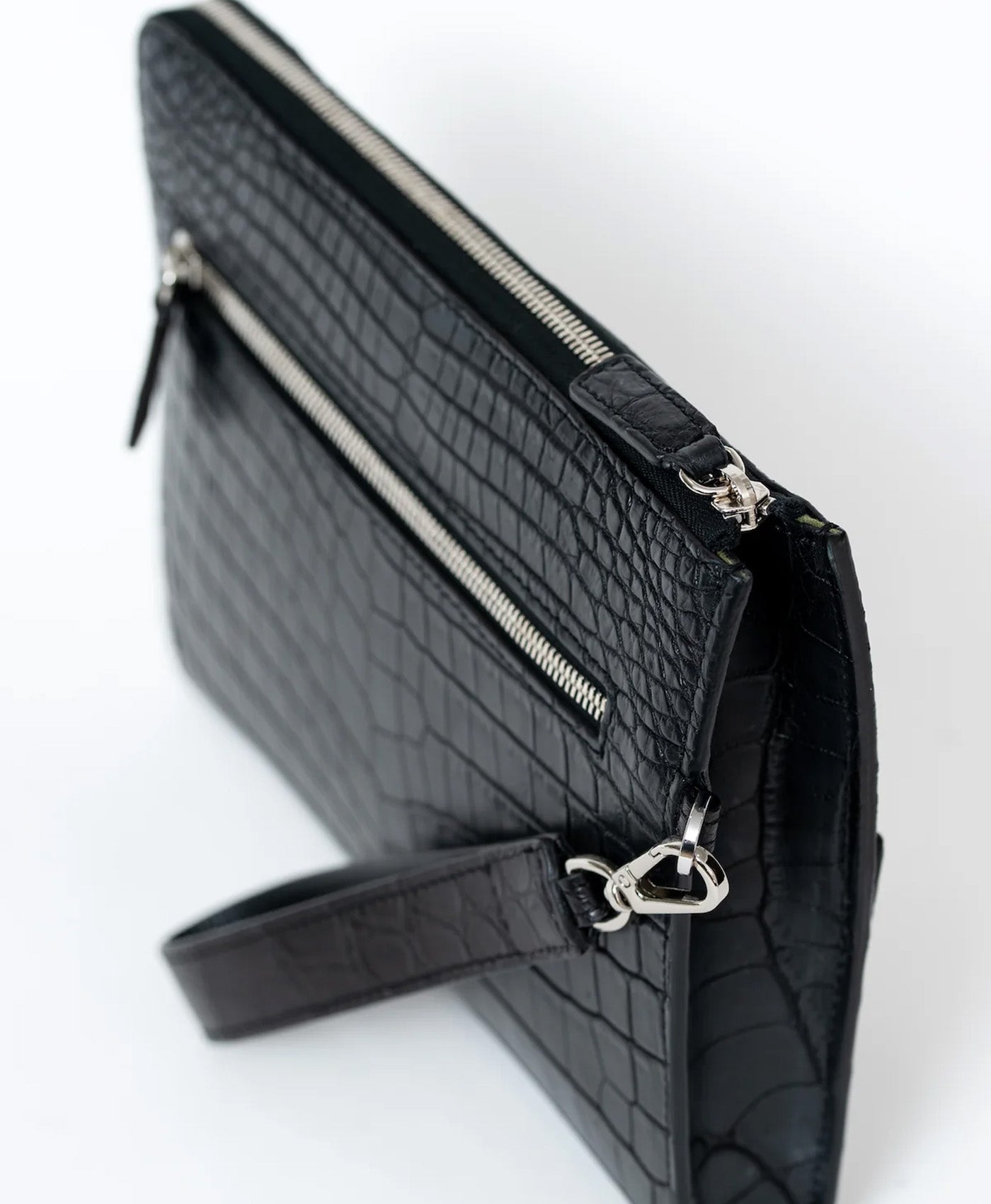 Clutch negru piele aligator