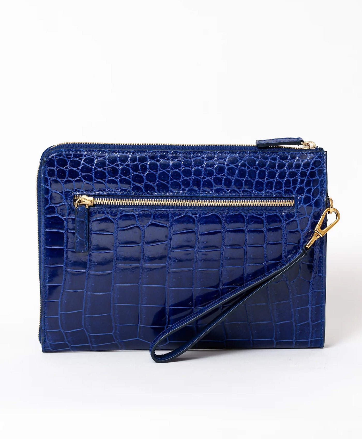 Clutch albastru piele aligator