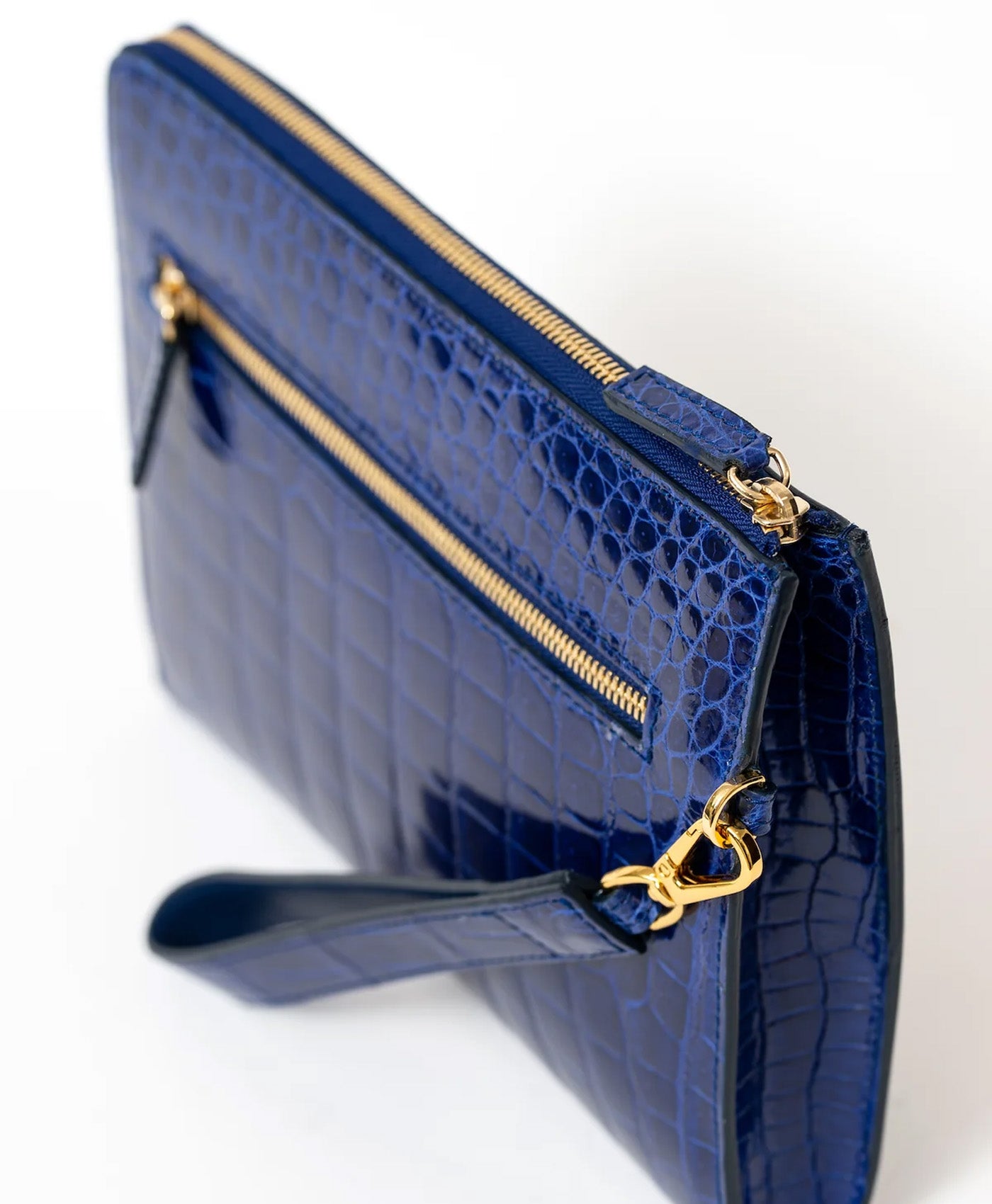 Clutch albastru piele aligator