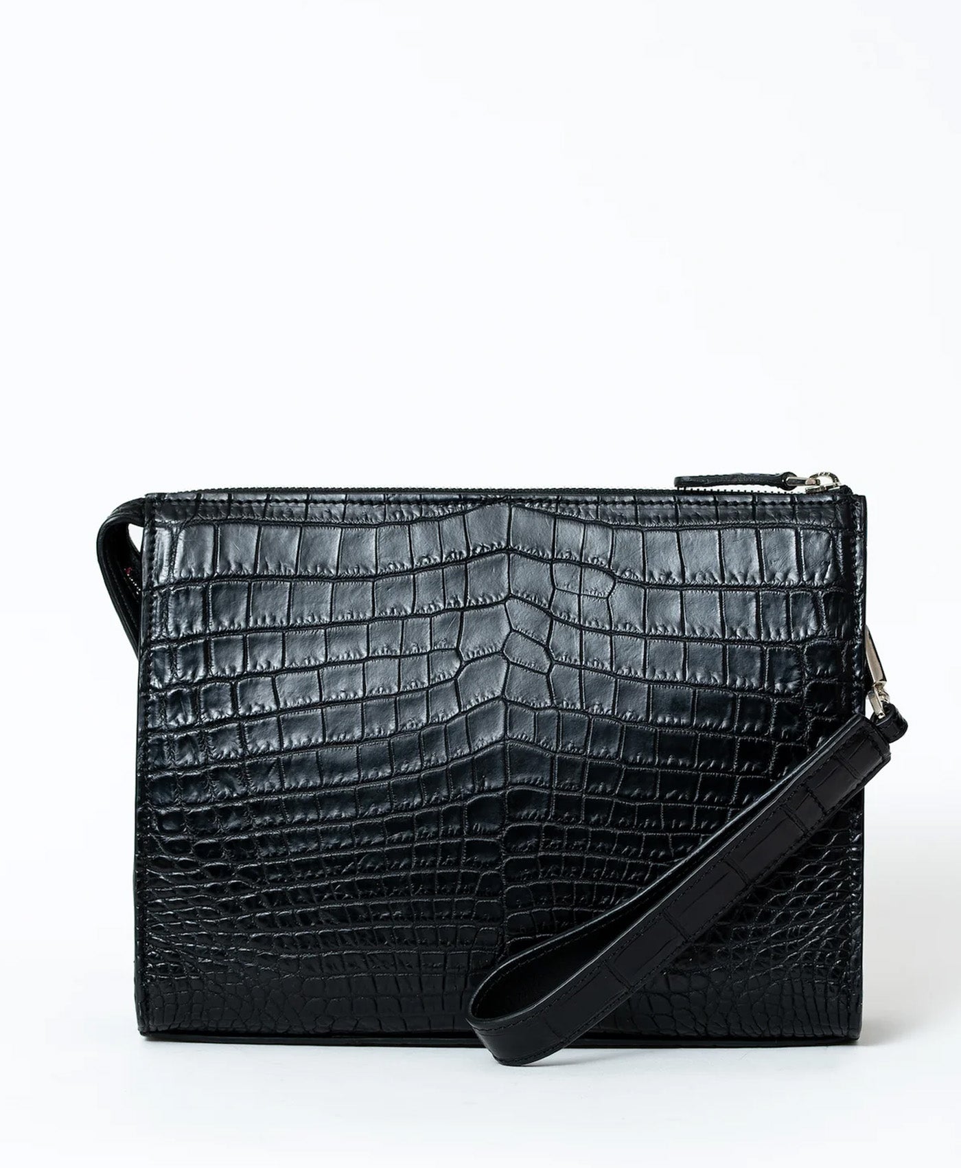 Geanta plic neagra piele crocodil