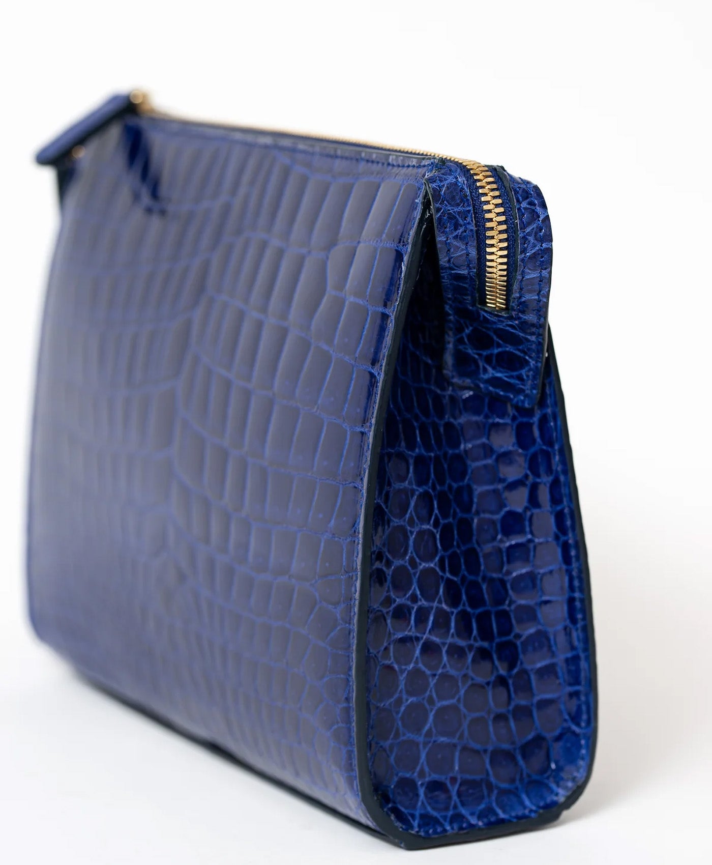 Geanta plic albastru piele crocodil