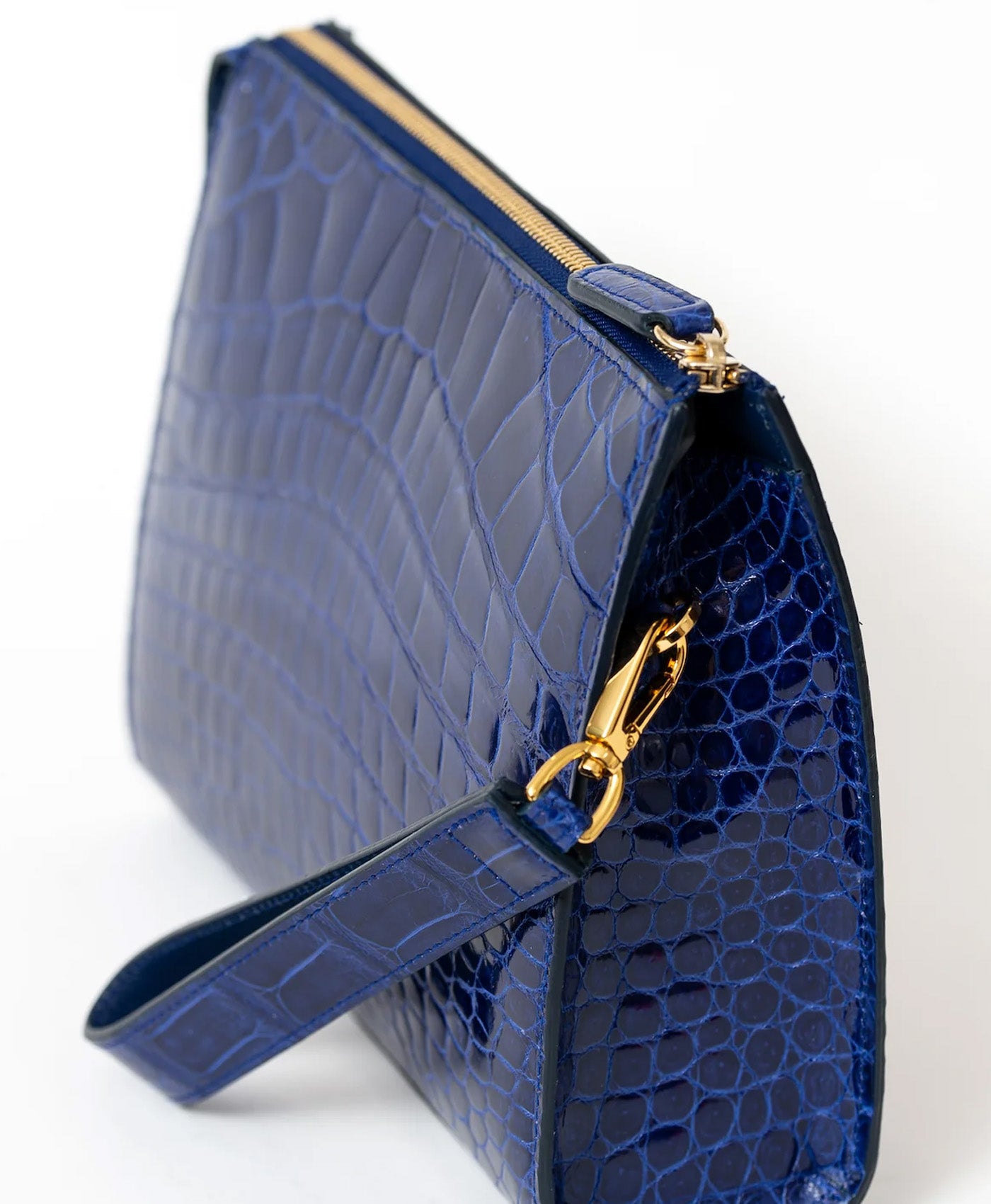 Geanta plic albastru piele crocodil