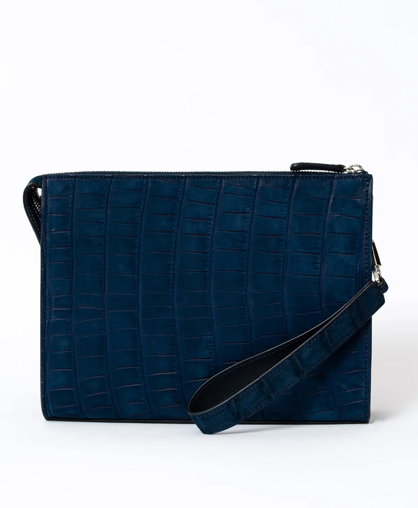 Geanta plic albastru mat piele crocodil