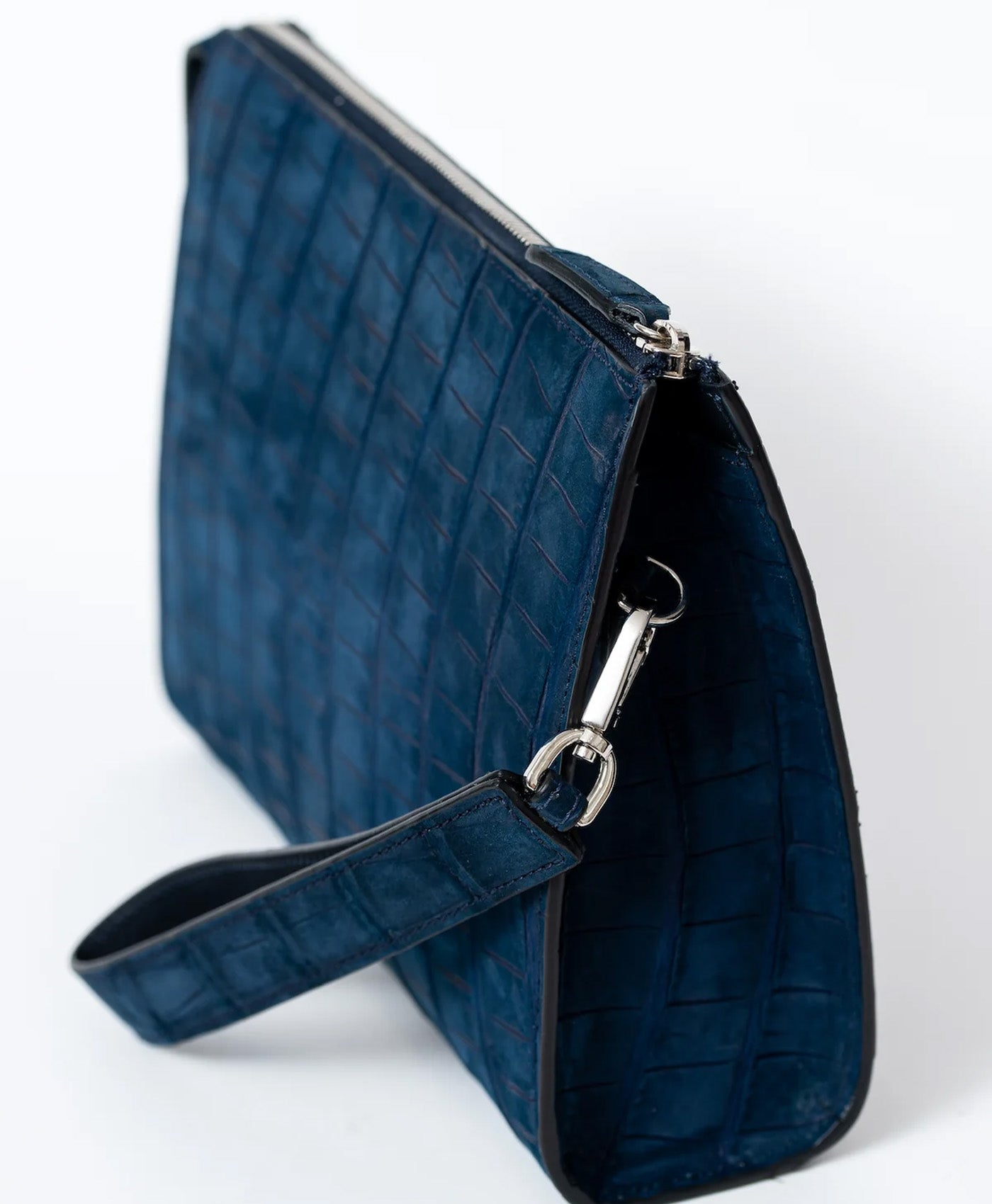 Geanta plic albastru mat piele crocodil