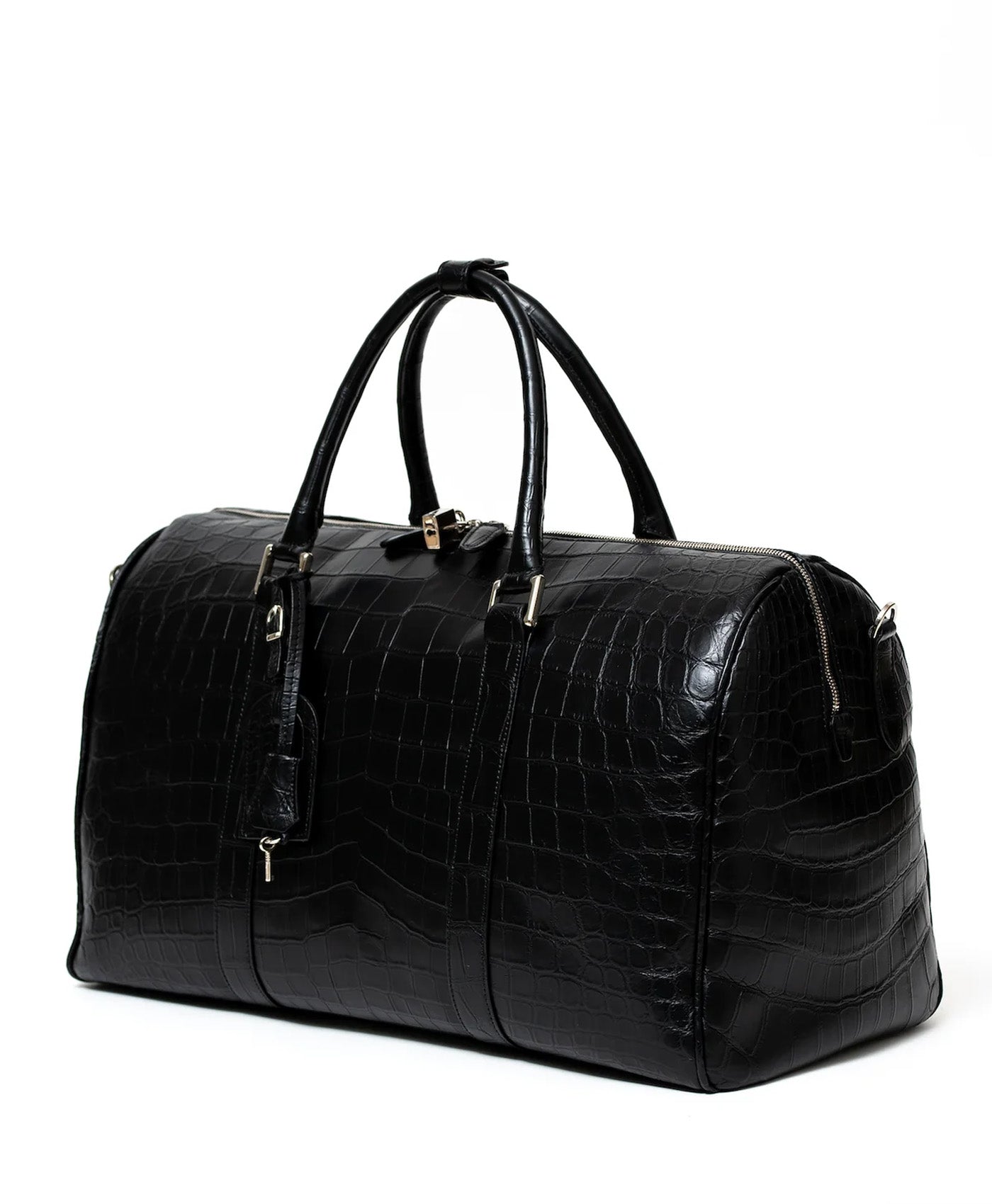 Geanta neagra de voiaj piele crocodil