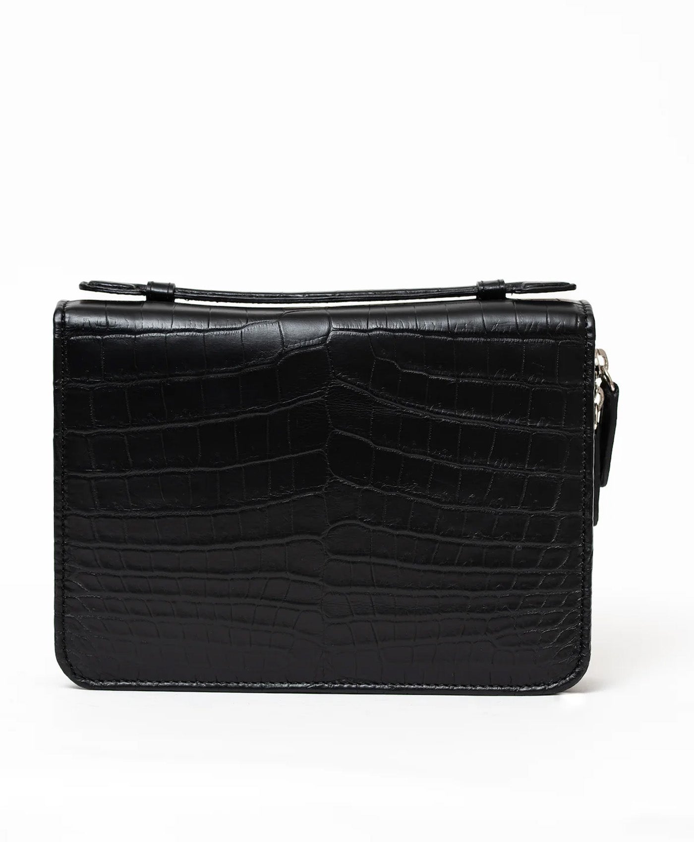 Etui trabucuri piele crocodil, negru mat