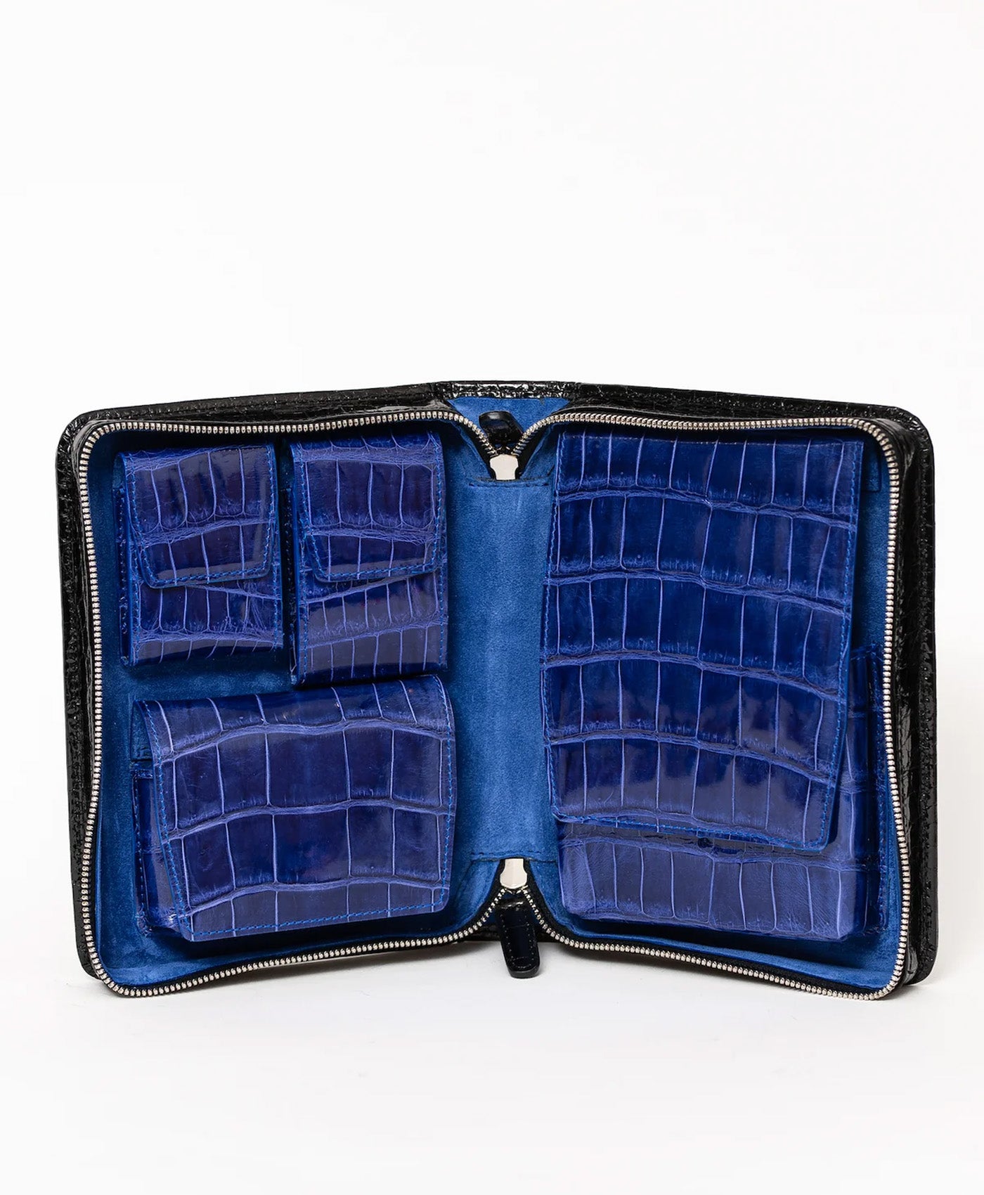 Etui trabucuri piele crocodil, negru lucios