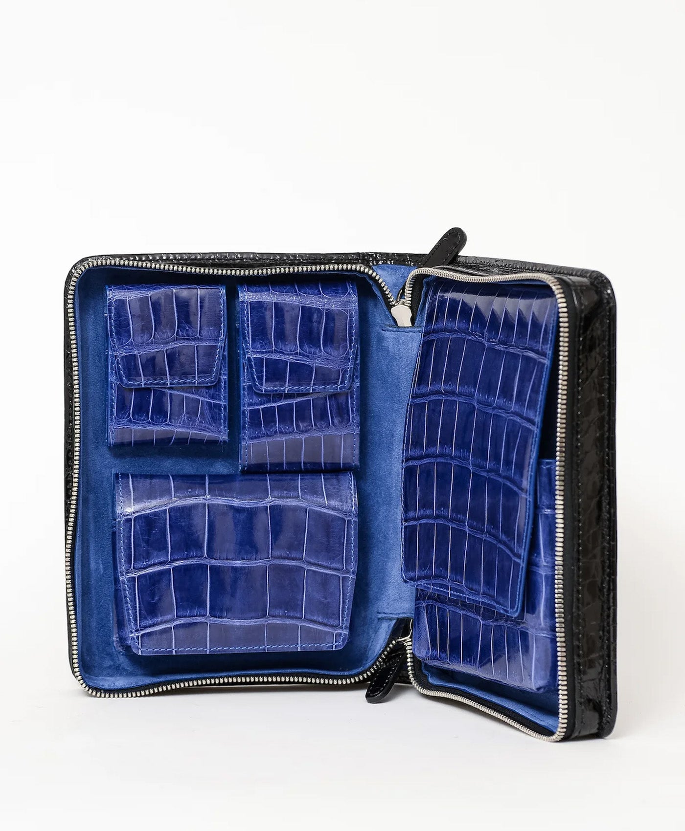 Etui trabucuri piele crocodil, negru lucios