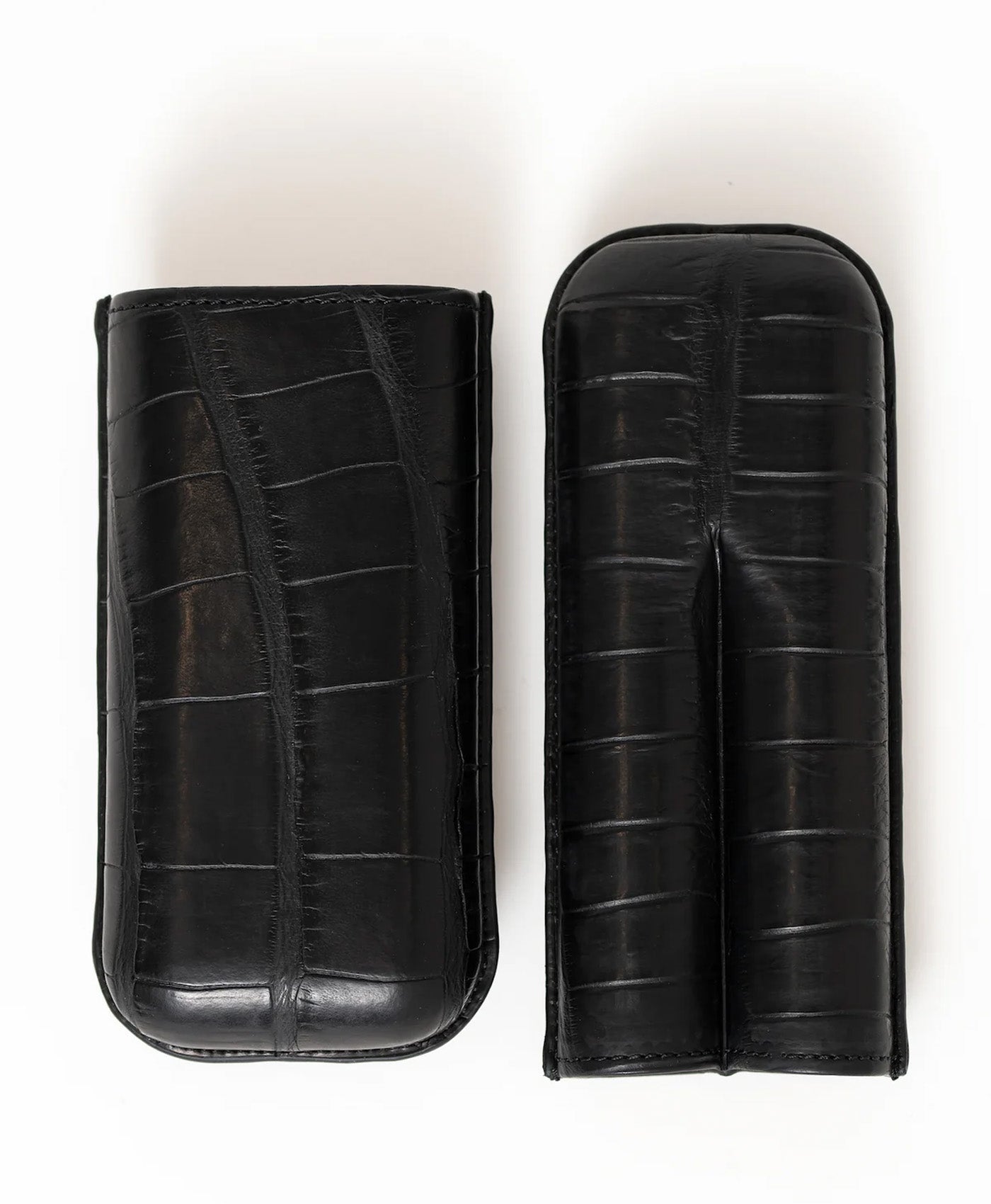 Etui negru 2 trabucuri piele crocodil