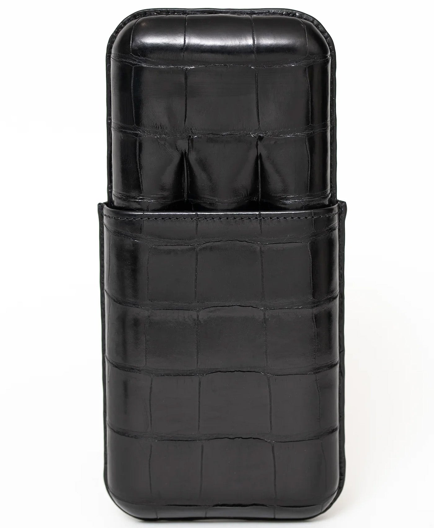 Etui negru 3 trabucuri piele crocodil