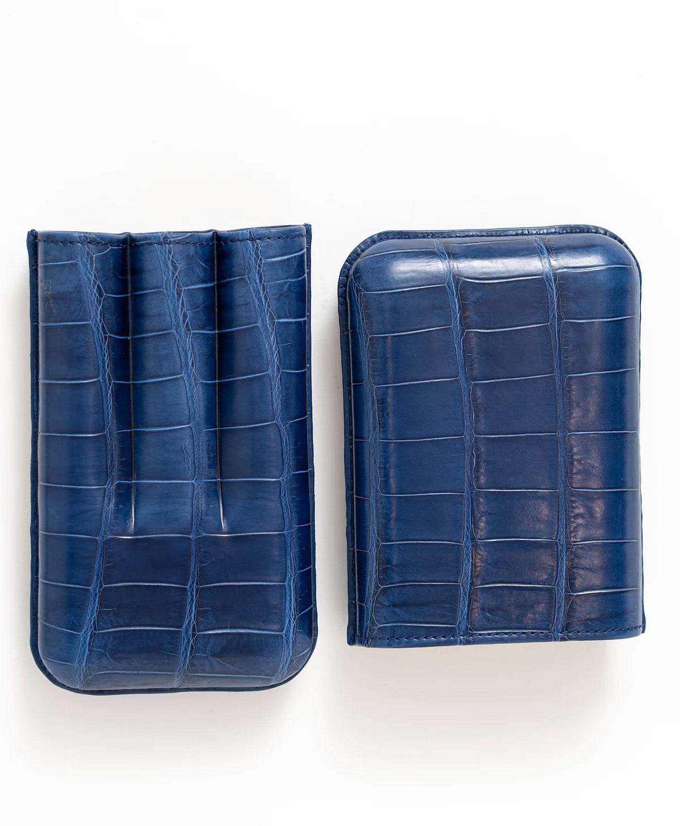 Etui albastru 3 trabucuri piele crocodil