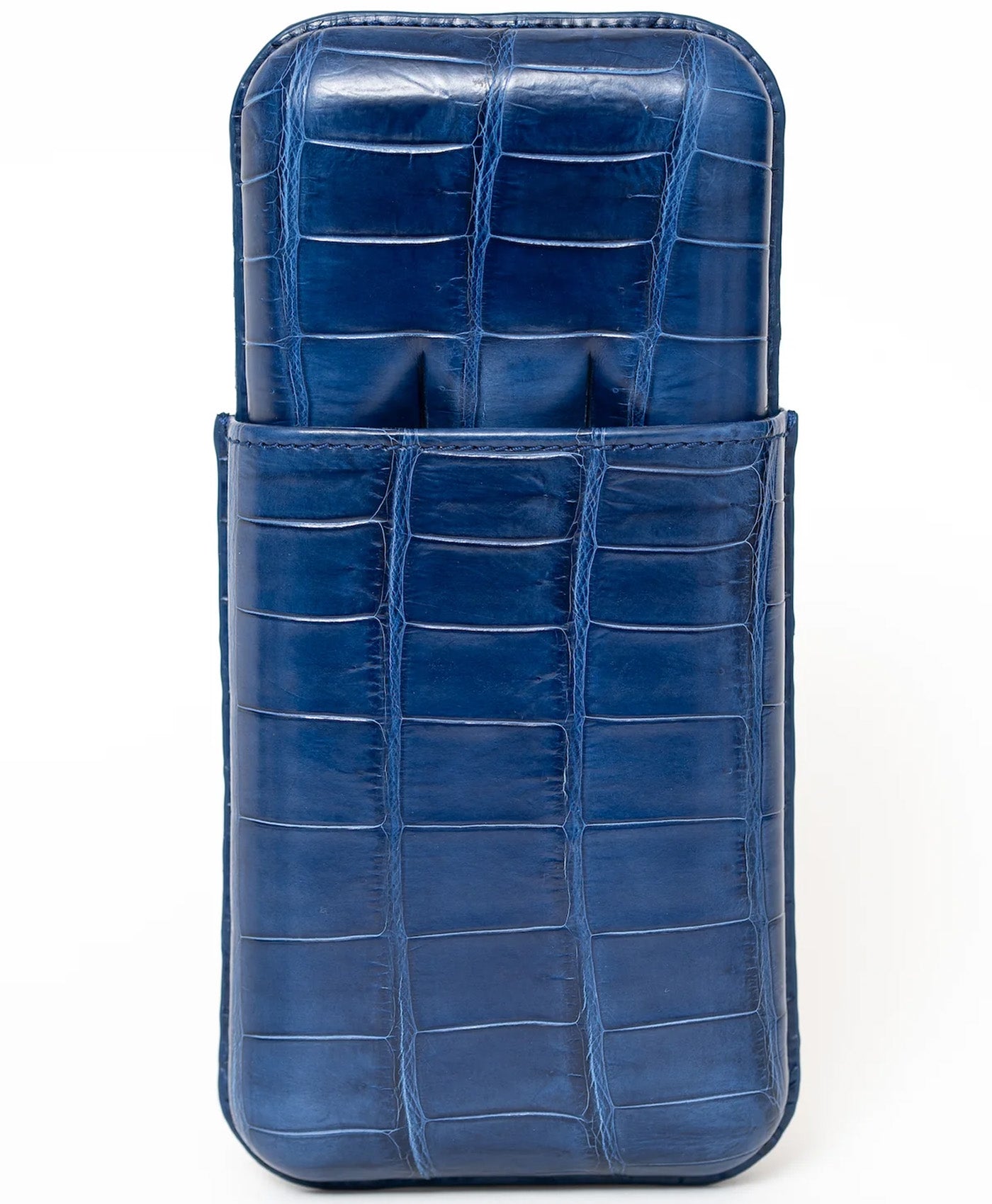 Etui albastru 3 trabucuri piele crocodil