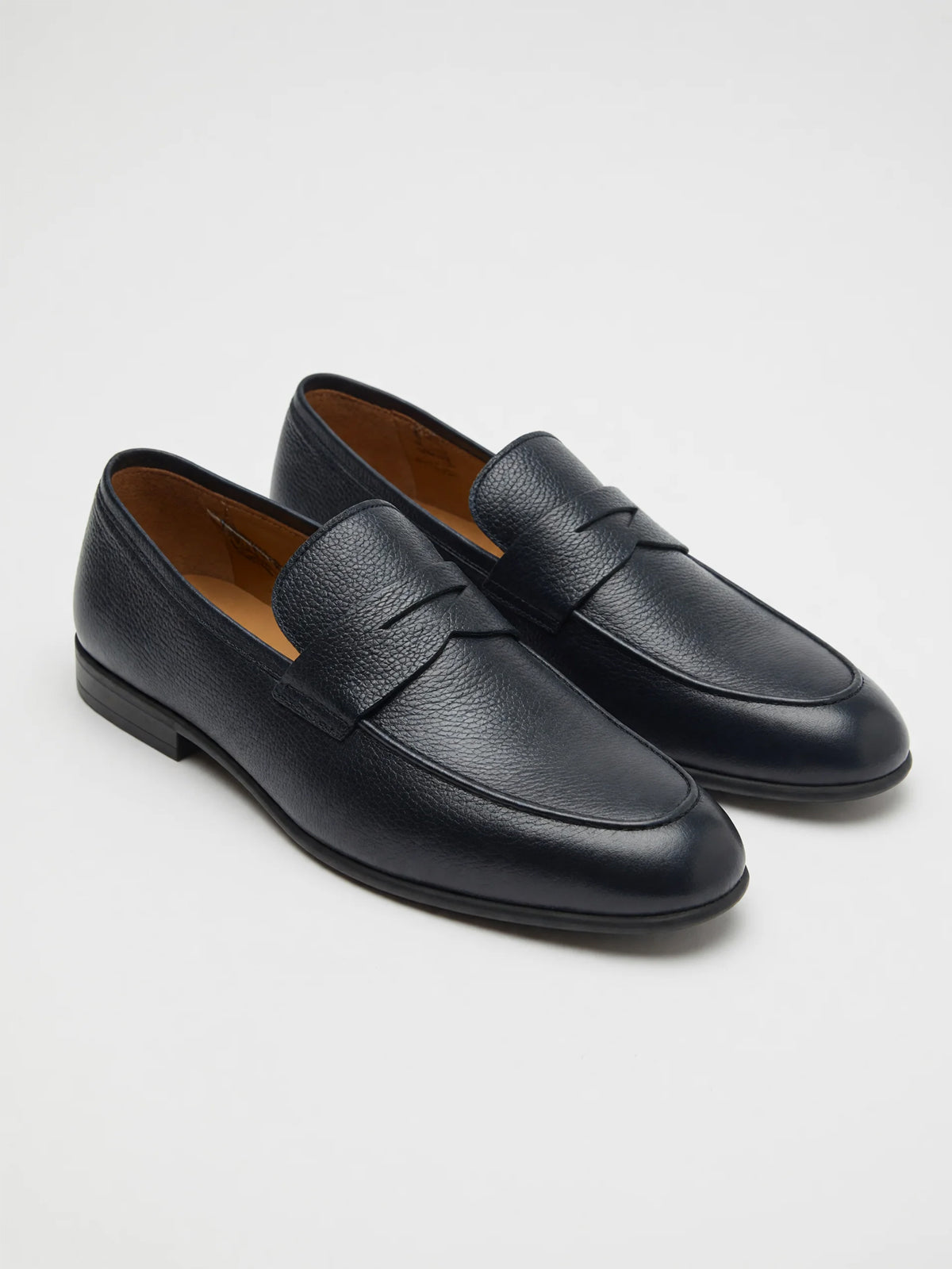 Mocasini penny bleumarin texturati