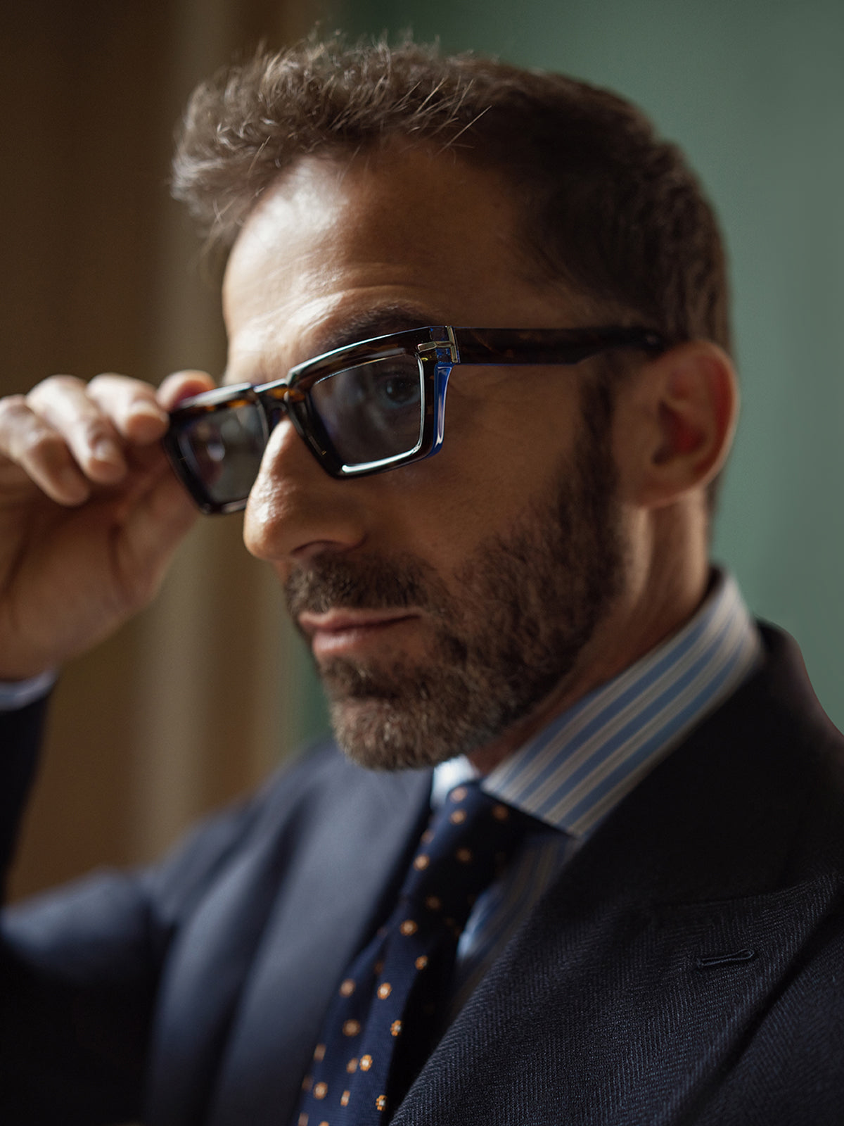 Sacou navy Made to Measure, tesatura Fratelli Tallia di Delfino, casmir si matase