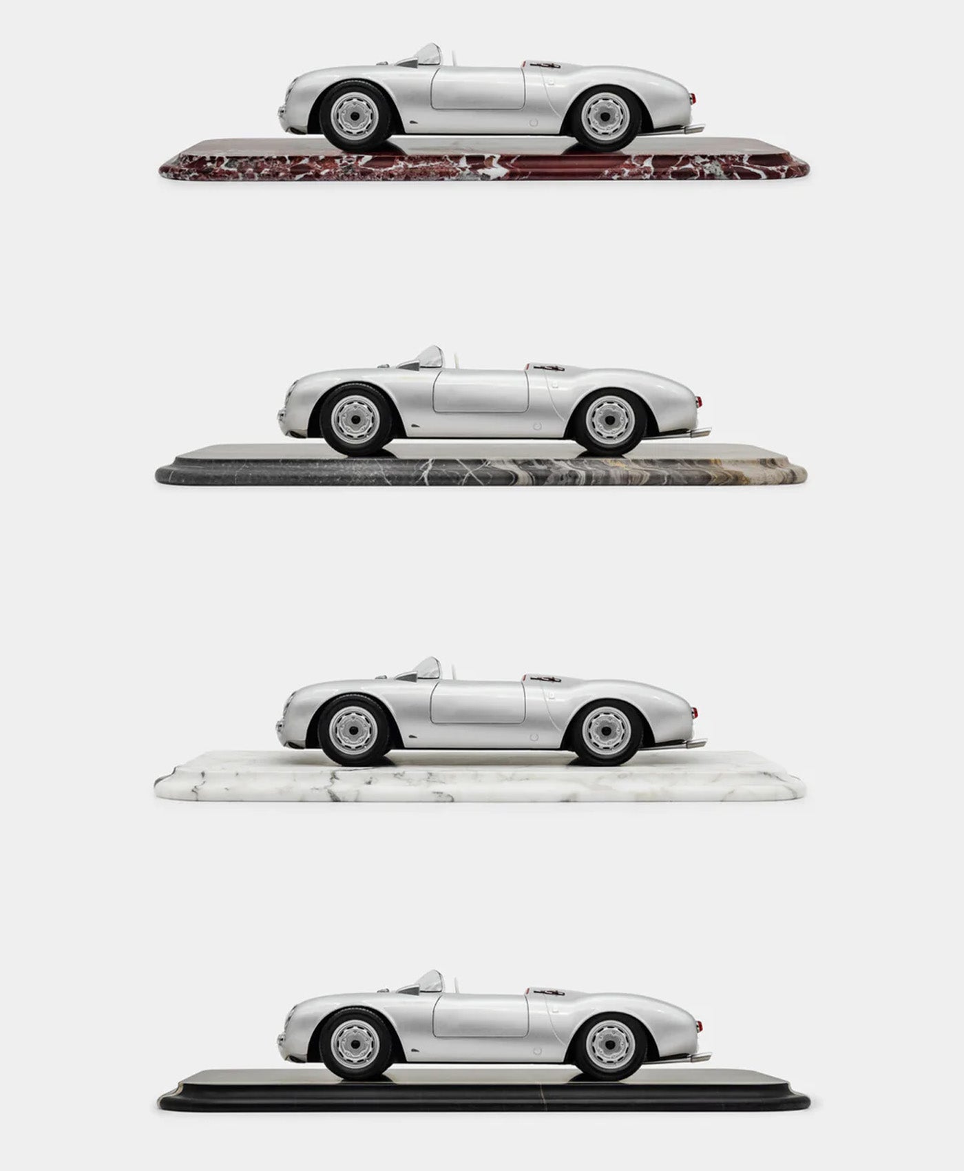 Macheta Porsche 550A Spyder argintiu