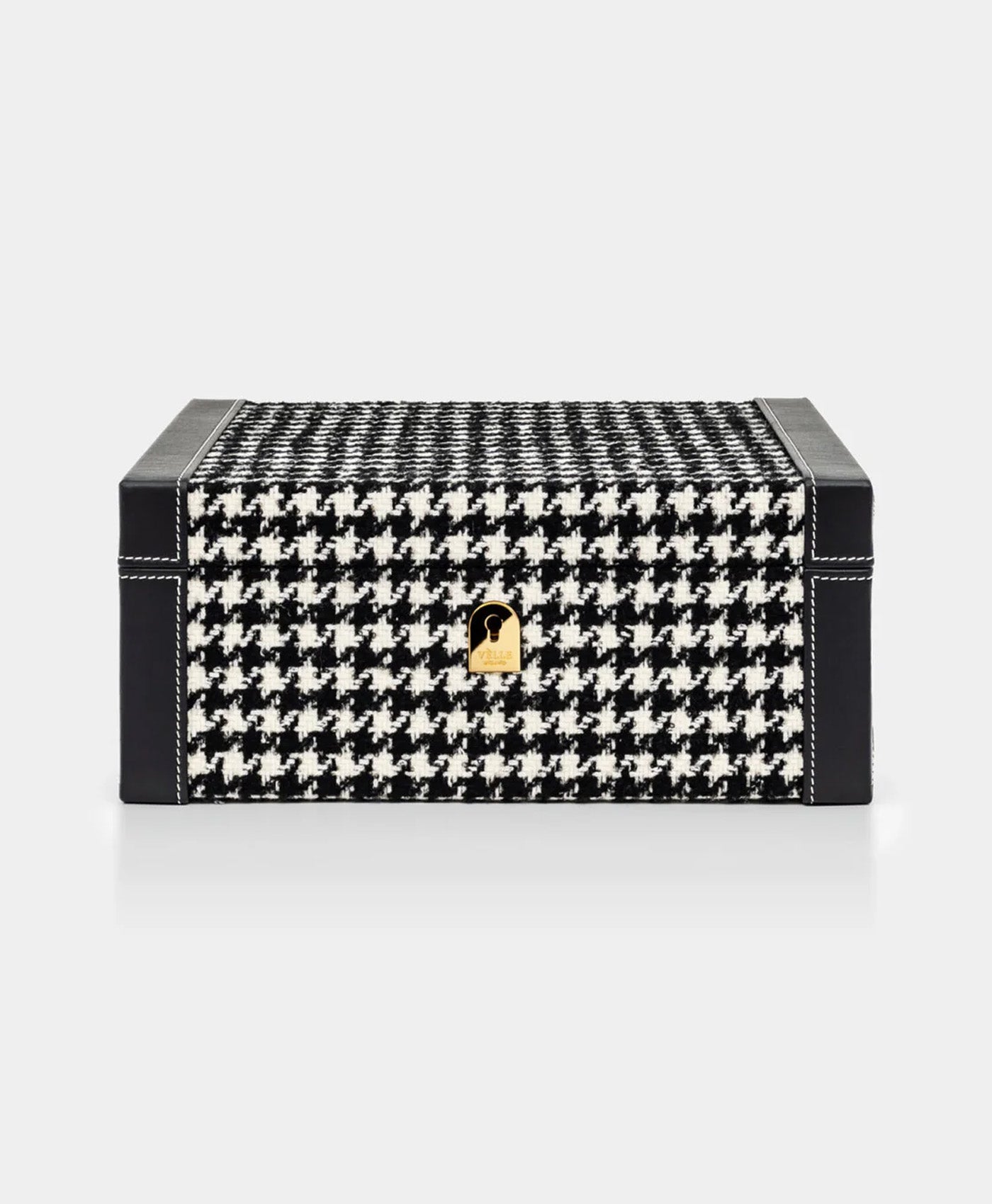 Cutie depozitare ceasuri tesatura Loro Piana houndstooth si piele