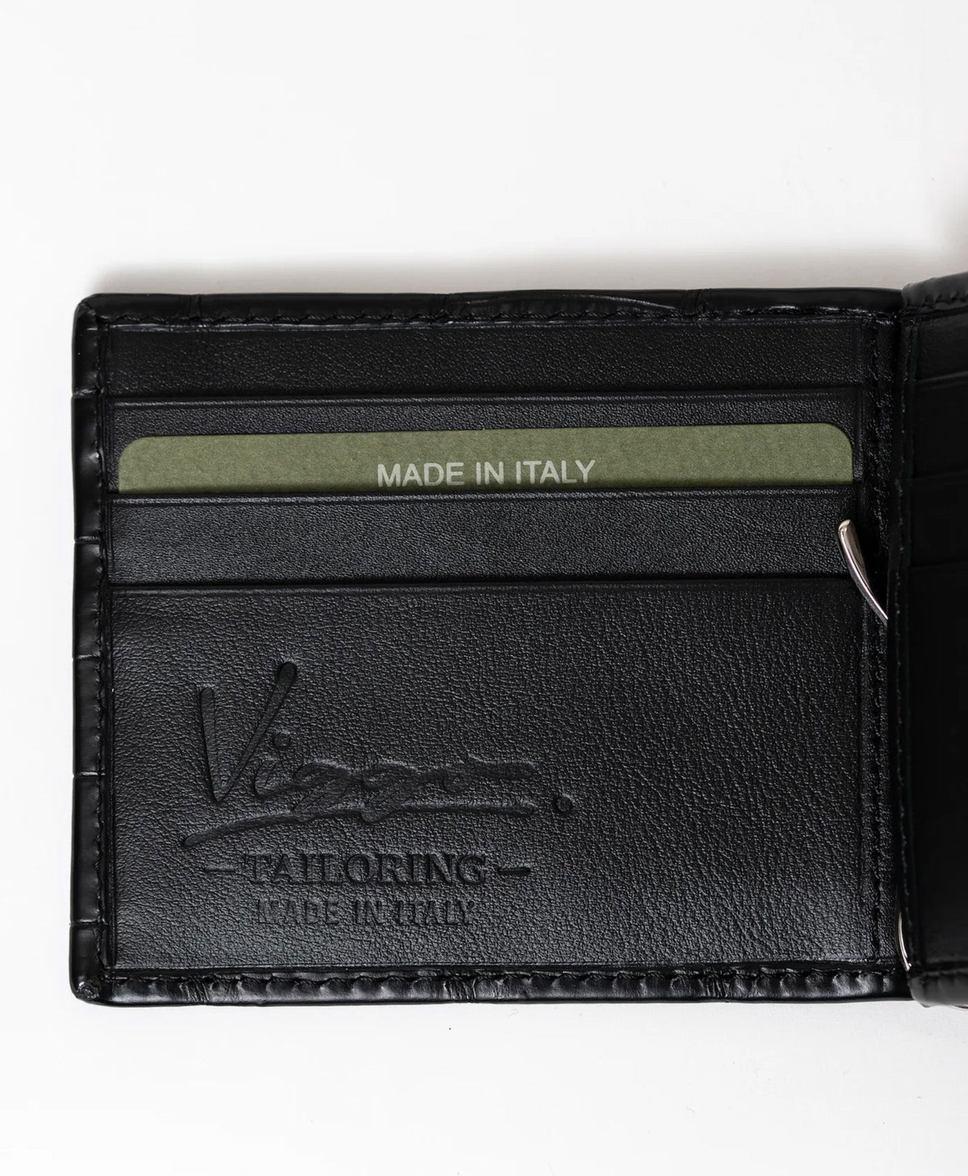 Portofel negru cu clips piele crocodil