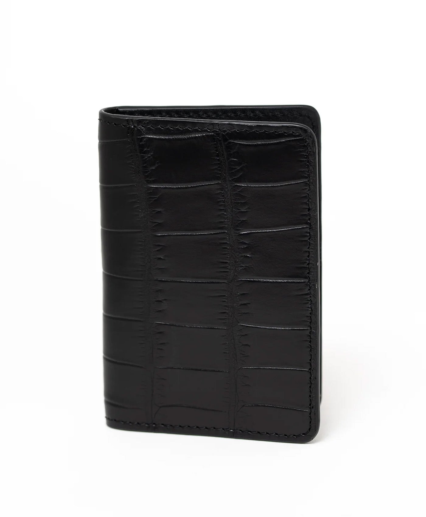 Port card negru piele crocodil