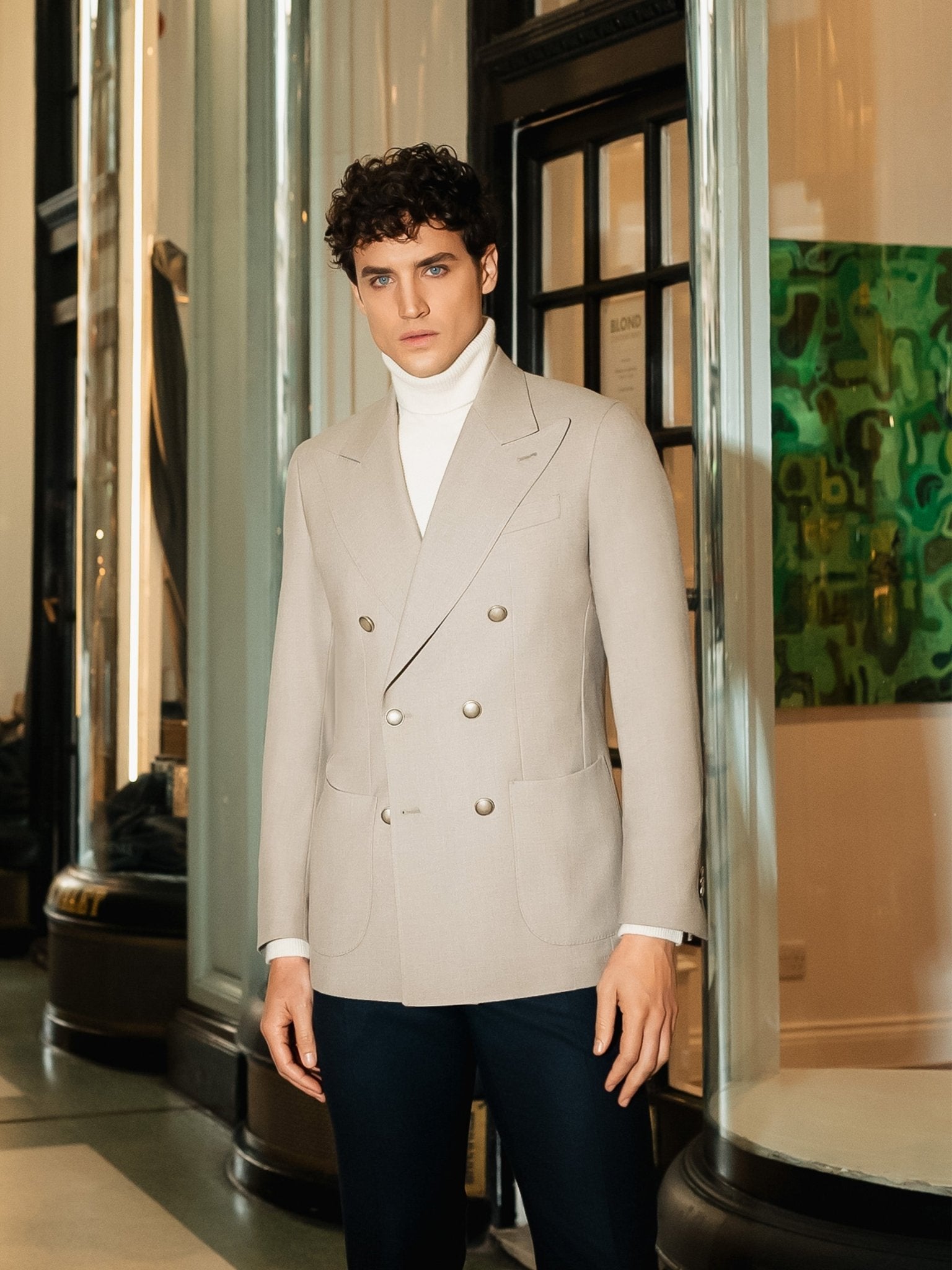 Pulover pe gat din baby casmir, alb - Viggo