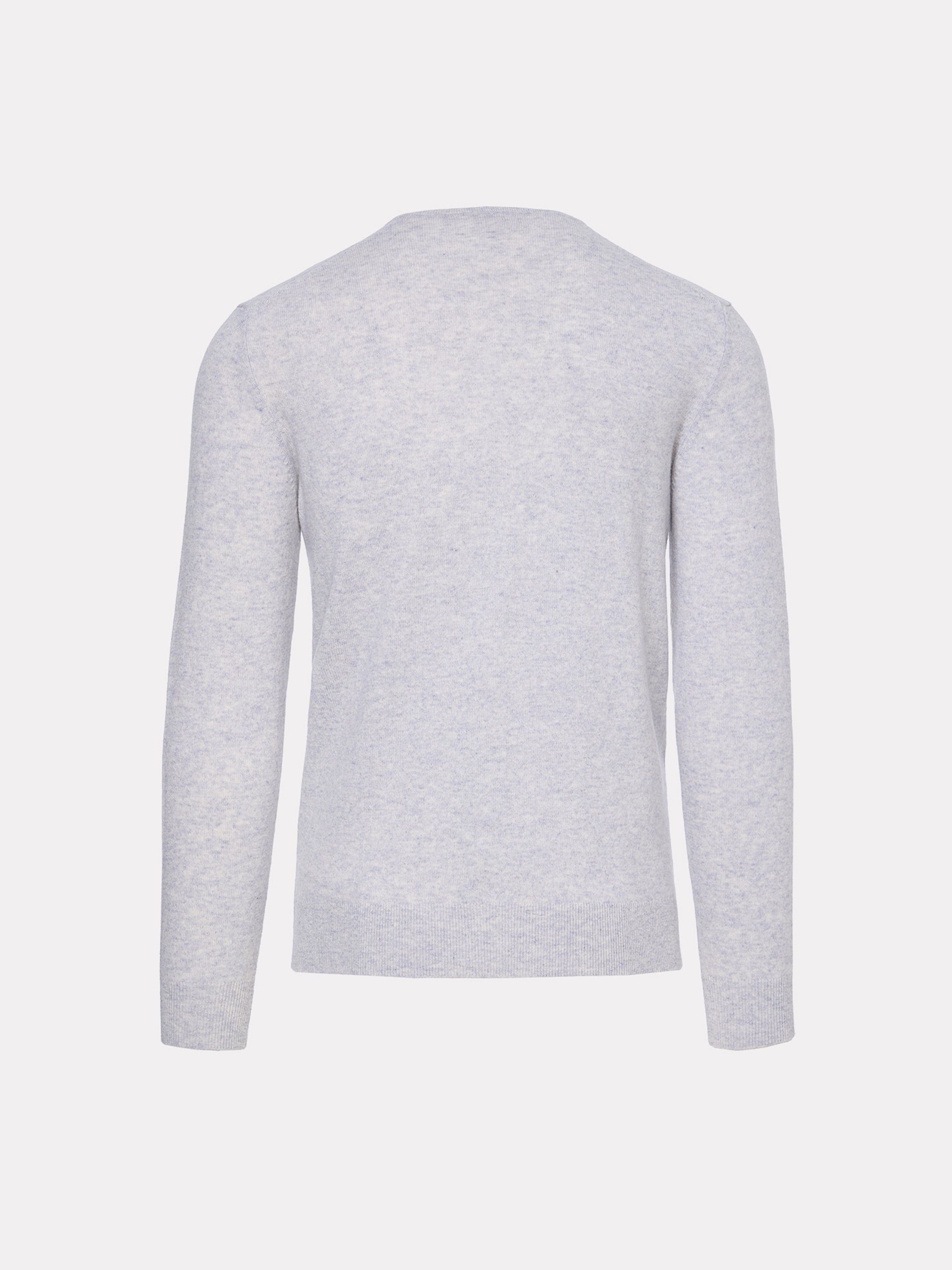 Gray sweater with V-neck made of merino wool and cashmere