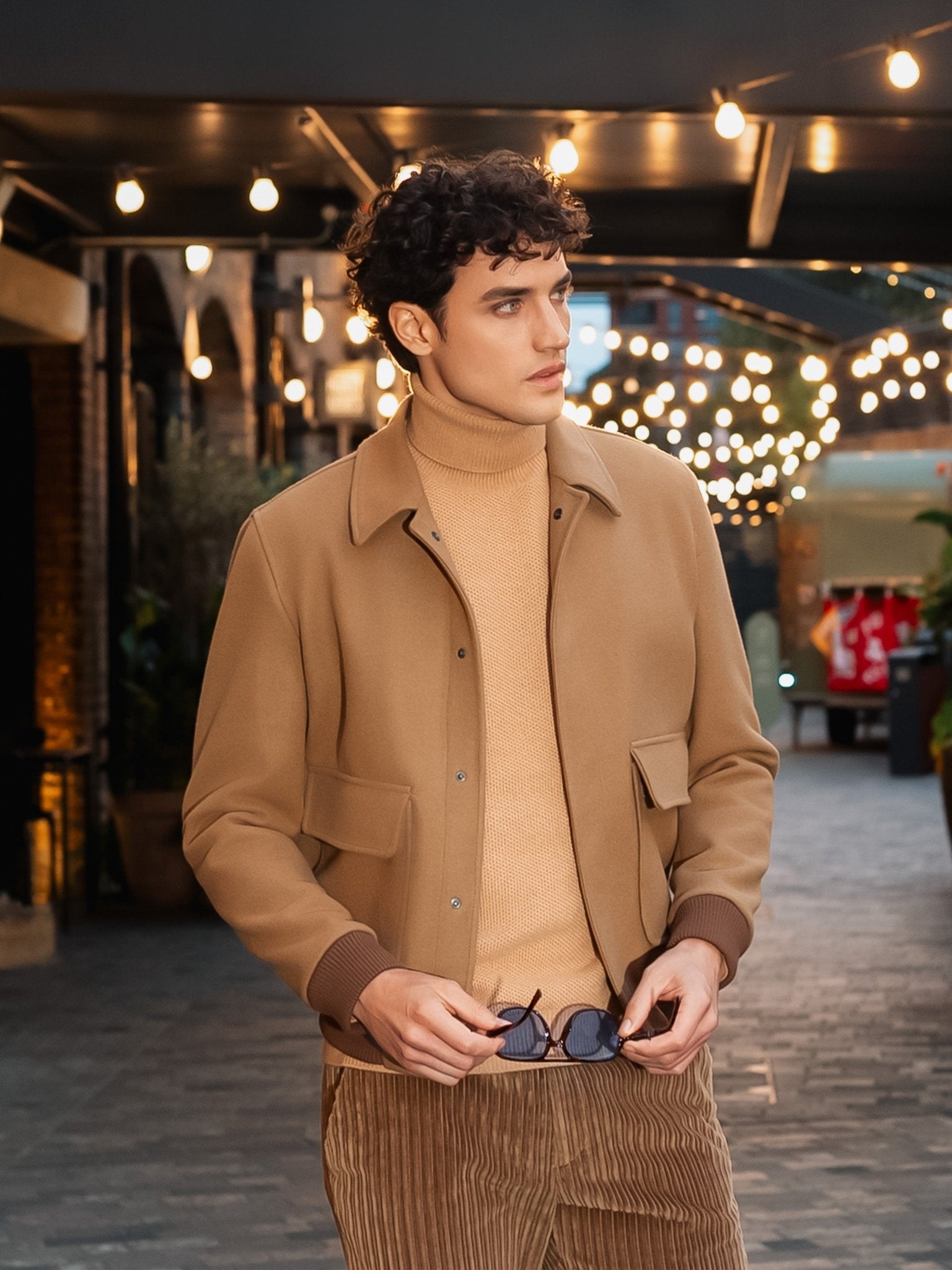 Pulover pe gat din baby casmir, camel - Viggo