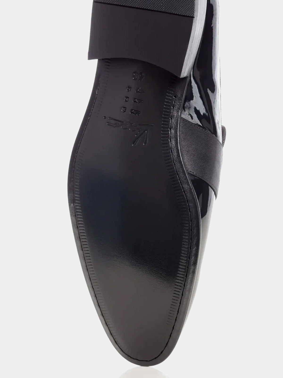 Shiny black tuxedo shoes