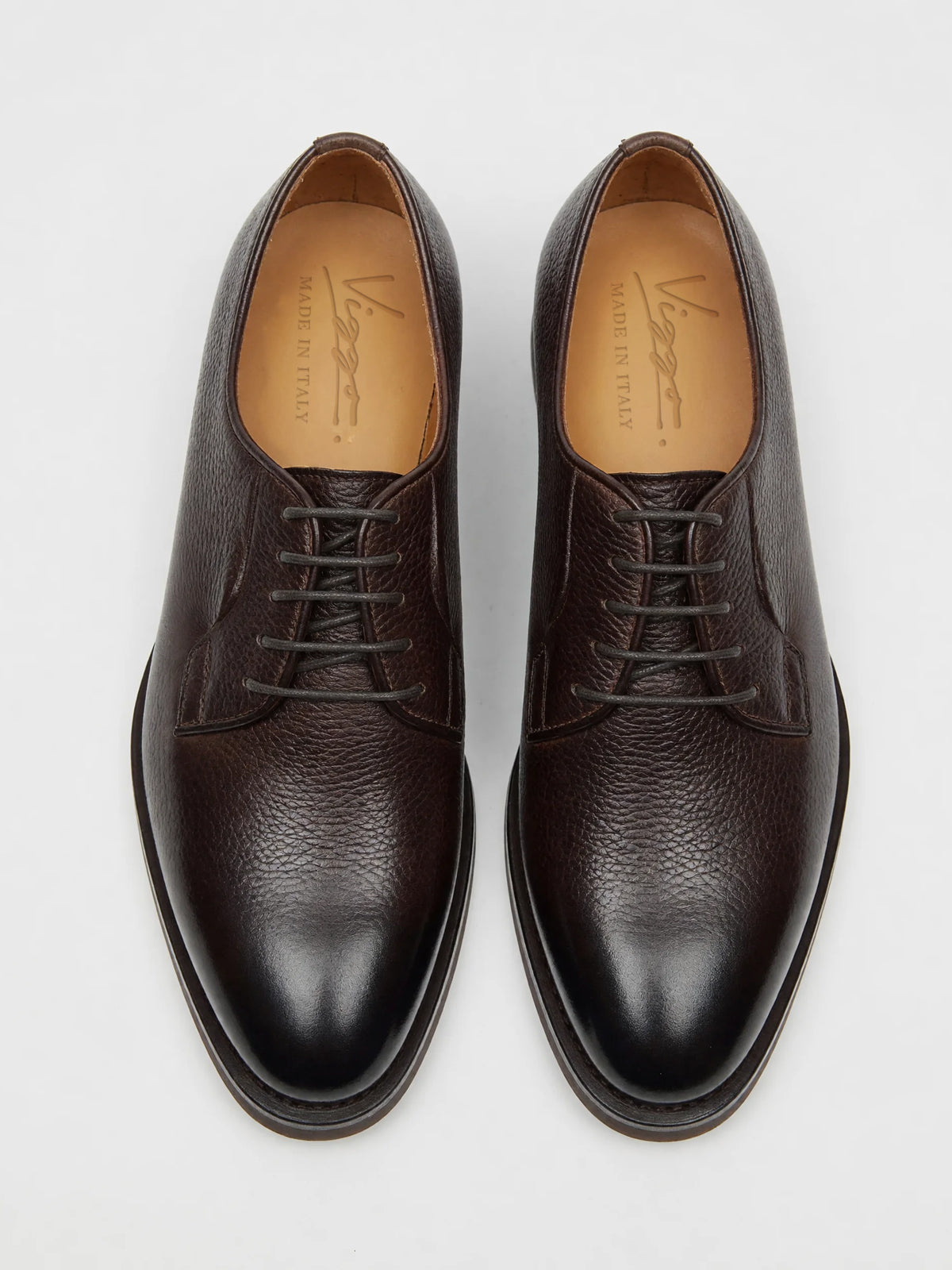 Pantofi derby maro piele vitel