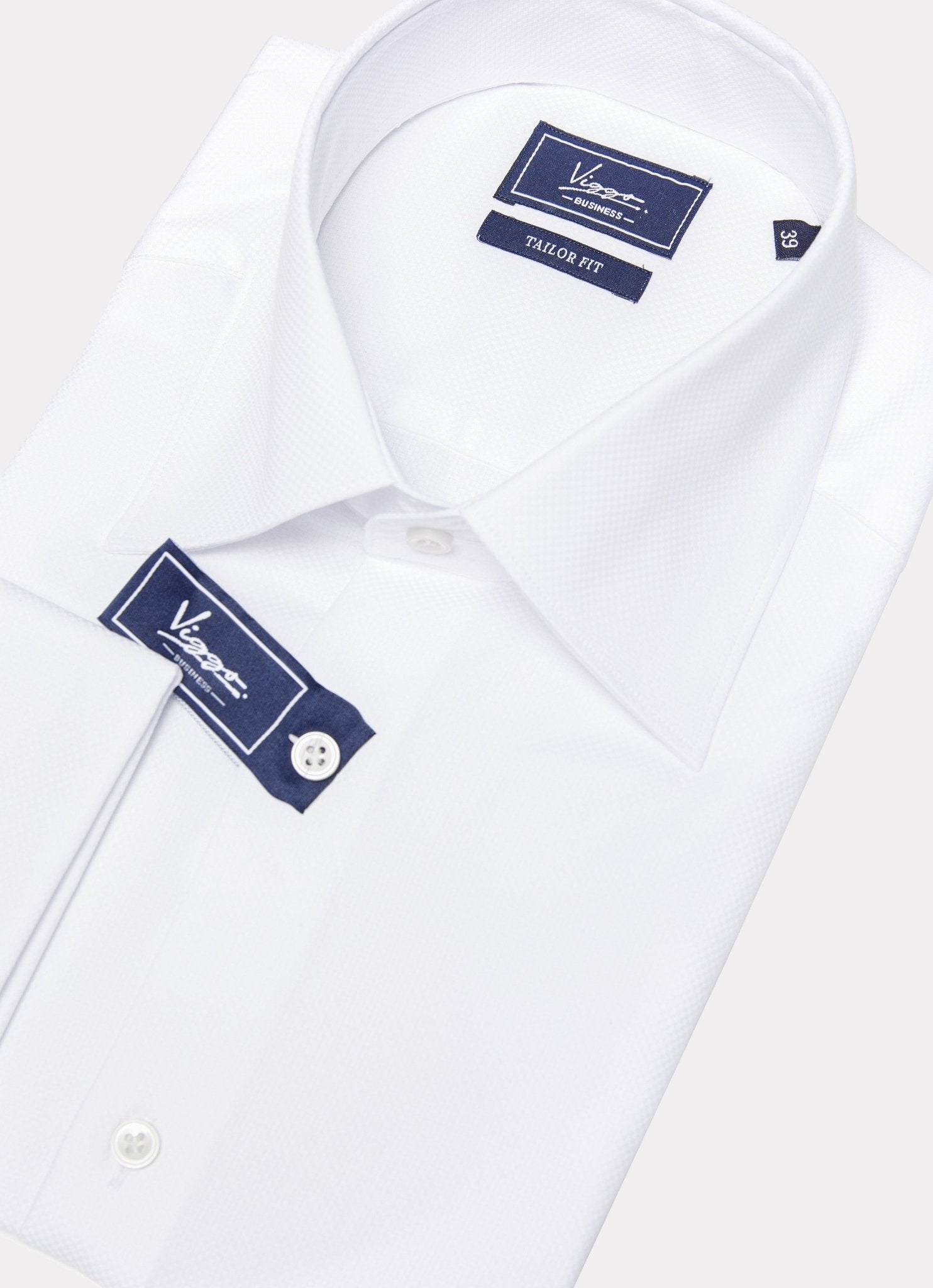 Camasa business oxford alba cu manseta de butoni - Viggo