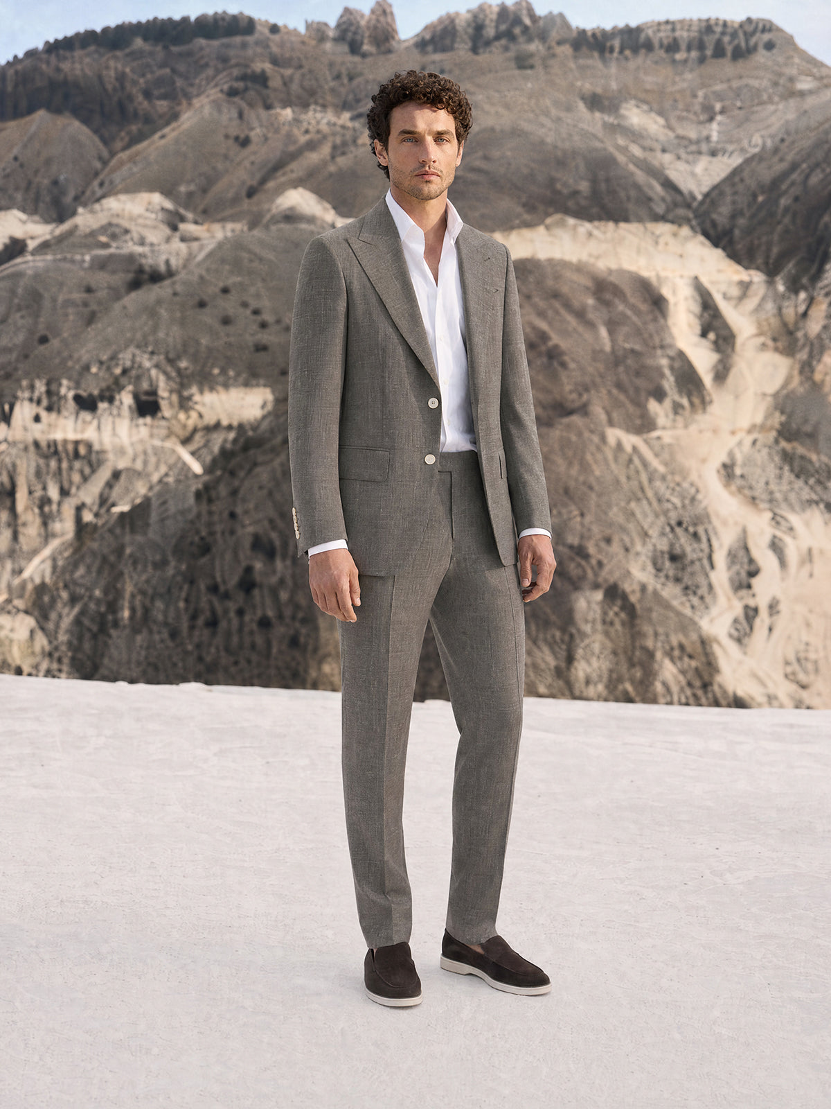 Costum tesatura Loro Piana Summertime maro-grej