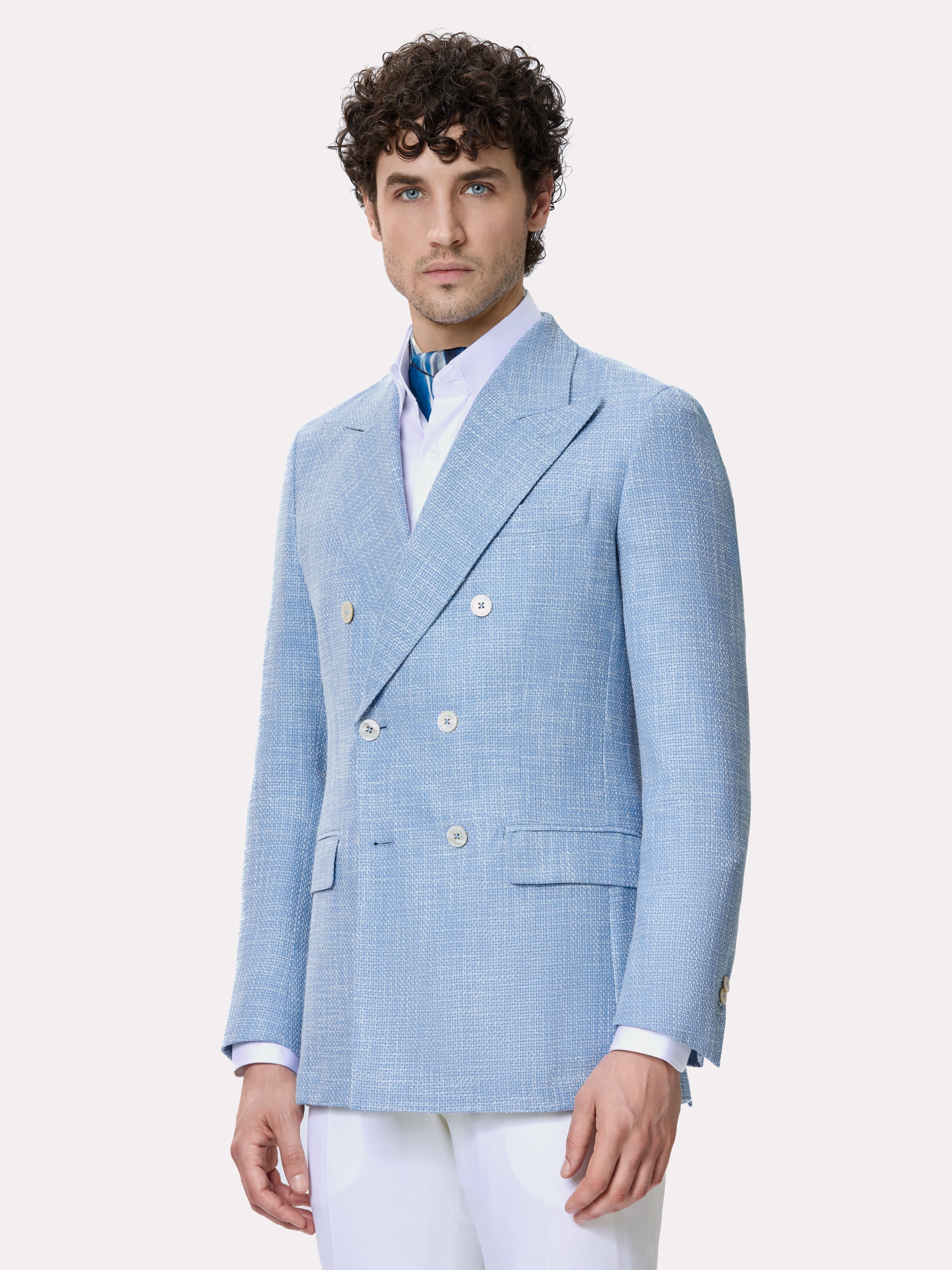 Sacou tesatura Loro Piana, made to measure, bleu