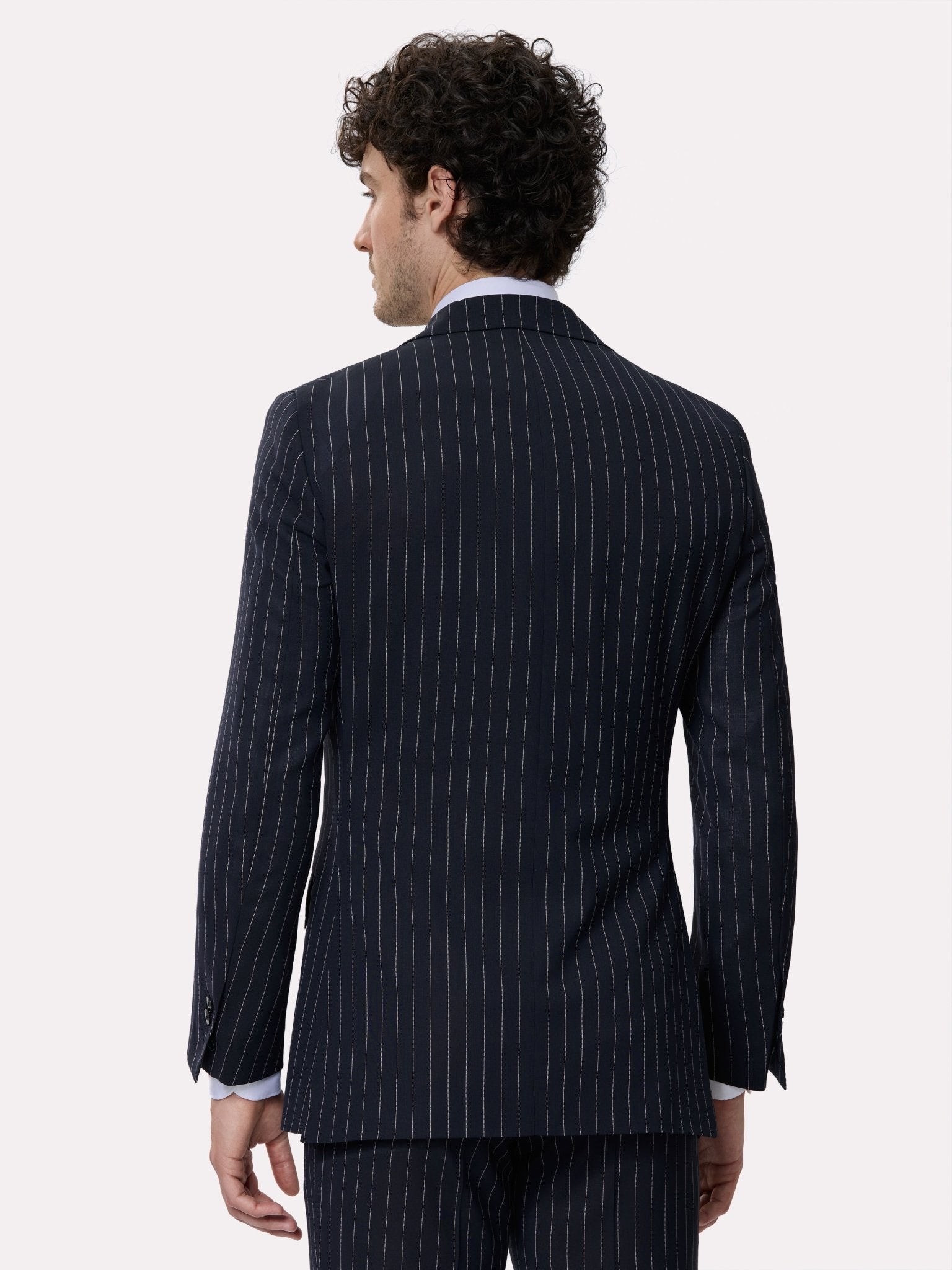 Costum tesatura Tallia di Delfino, made to measure, negru cu dungi - Viggo