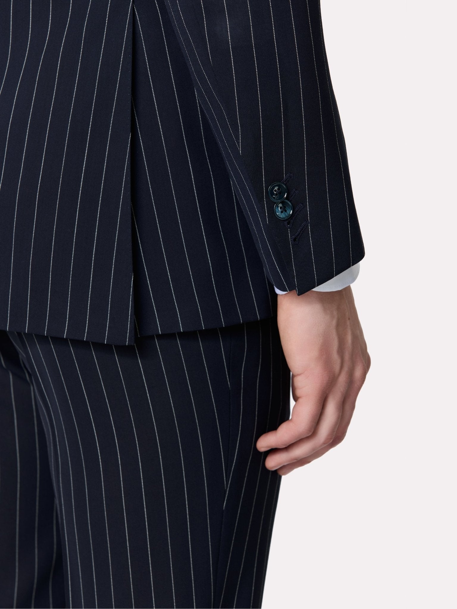 Costum tesatura Tallia di Delfino, made to measure, negru cu dungi - Viggo