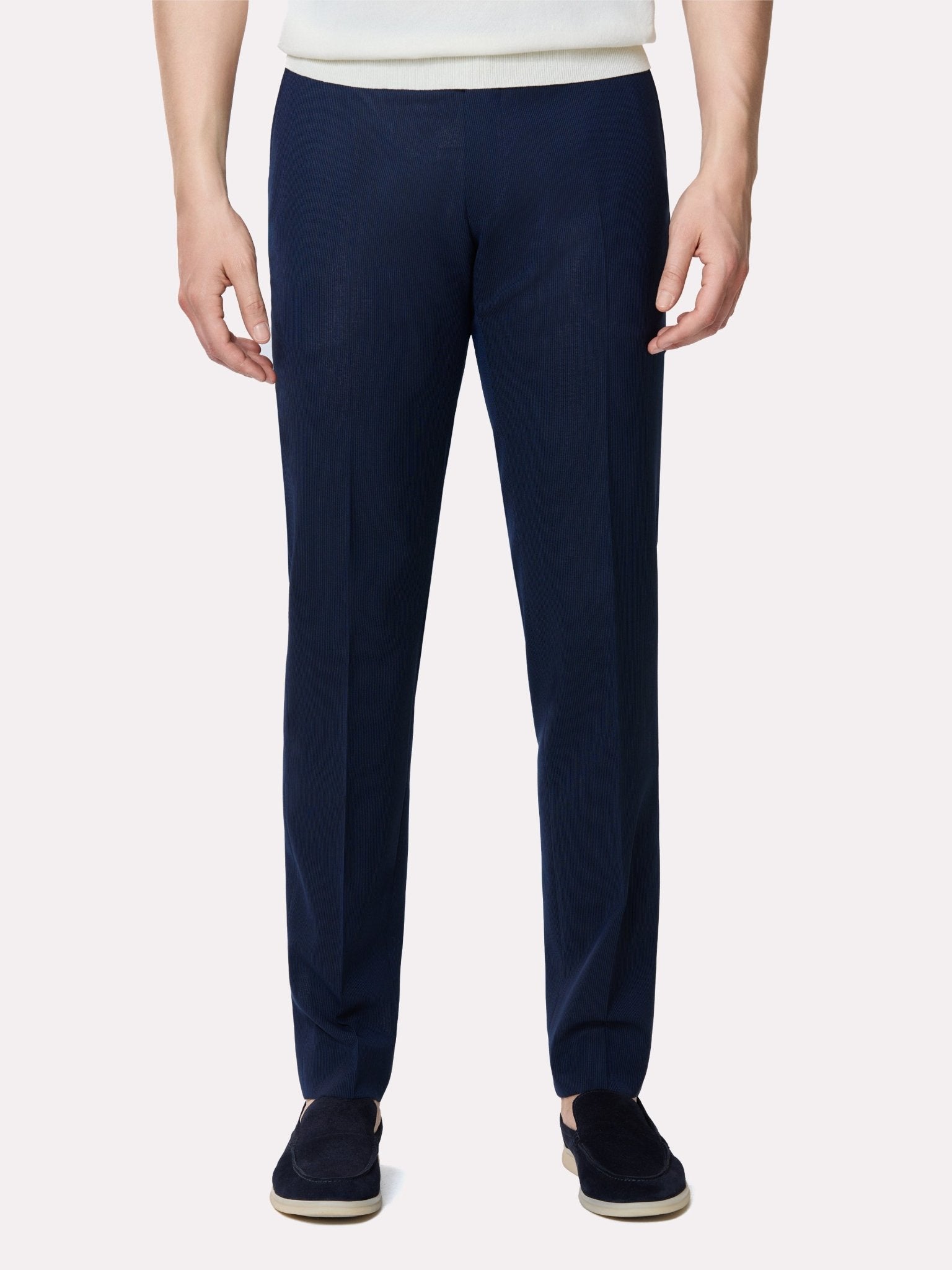 Costum tesatura Tallia di Delfino, made to measure, navy cu dungi fine - Viggo