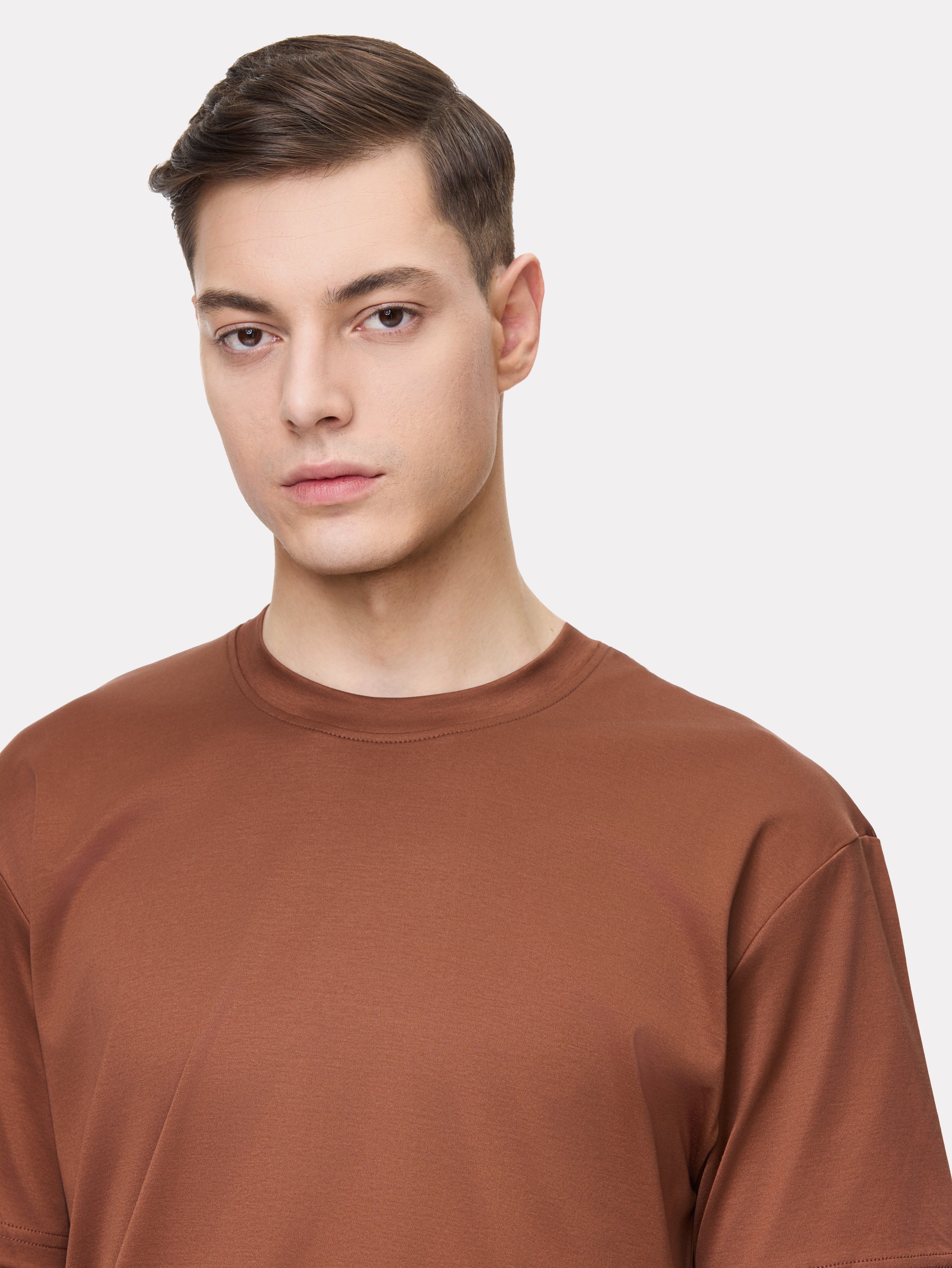 Cotton camel t-shirt with octagon