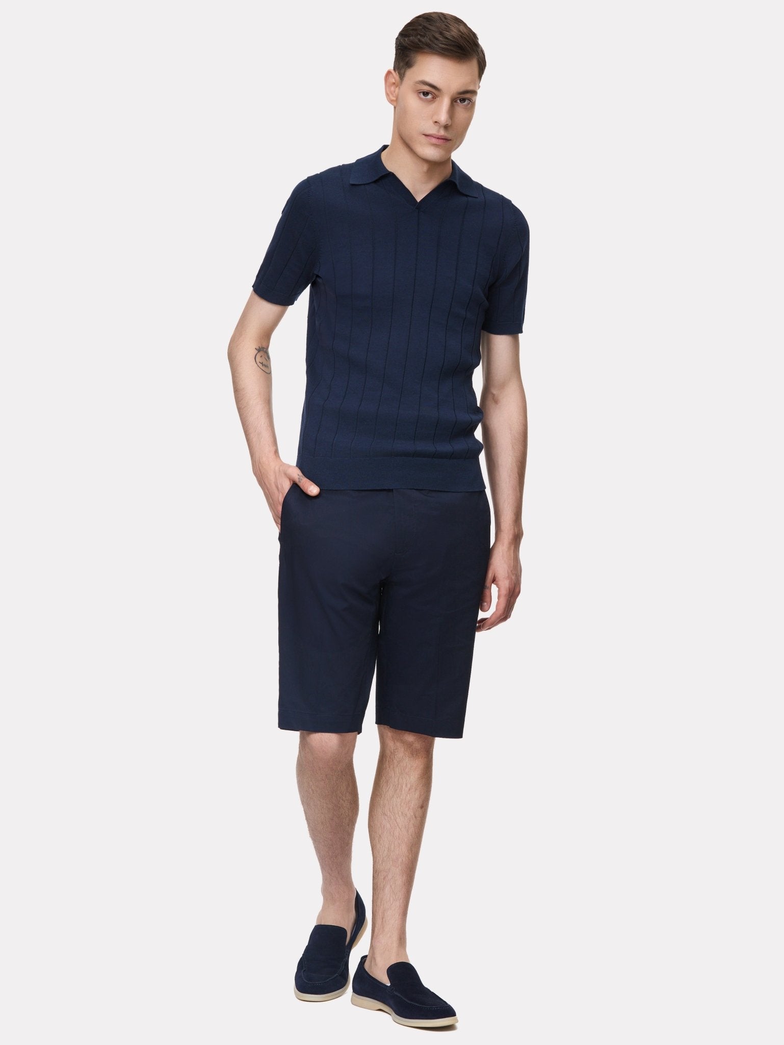 Tricou polo navy cu dungi - Viggo