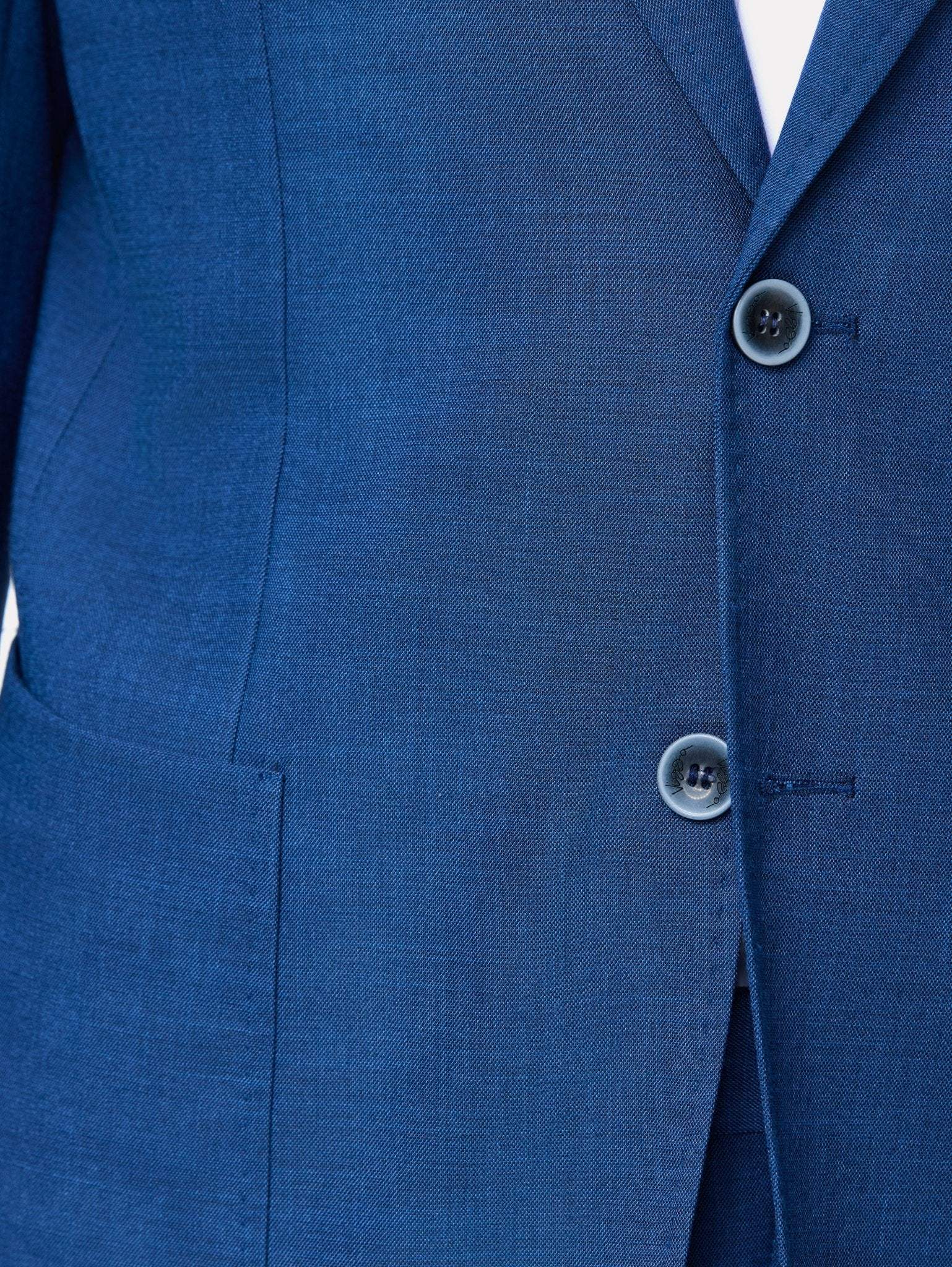 Costum slim fit albastru bird's eye