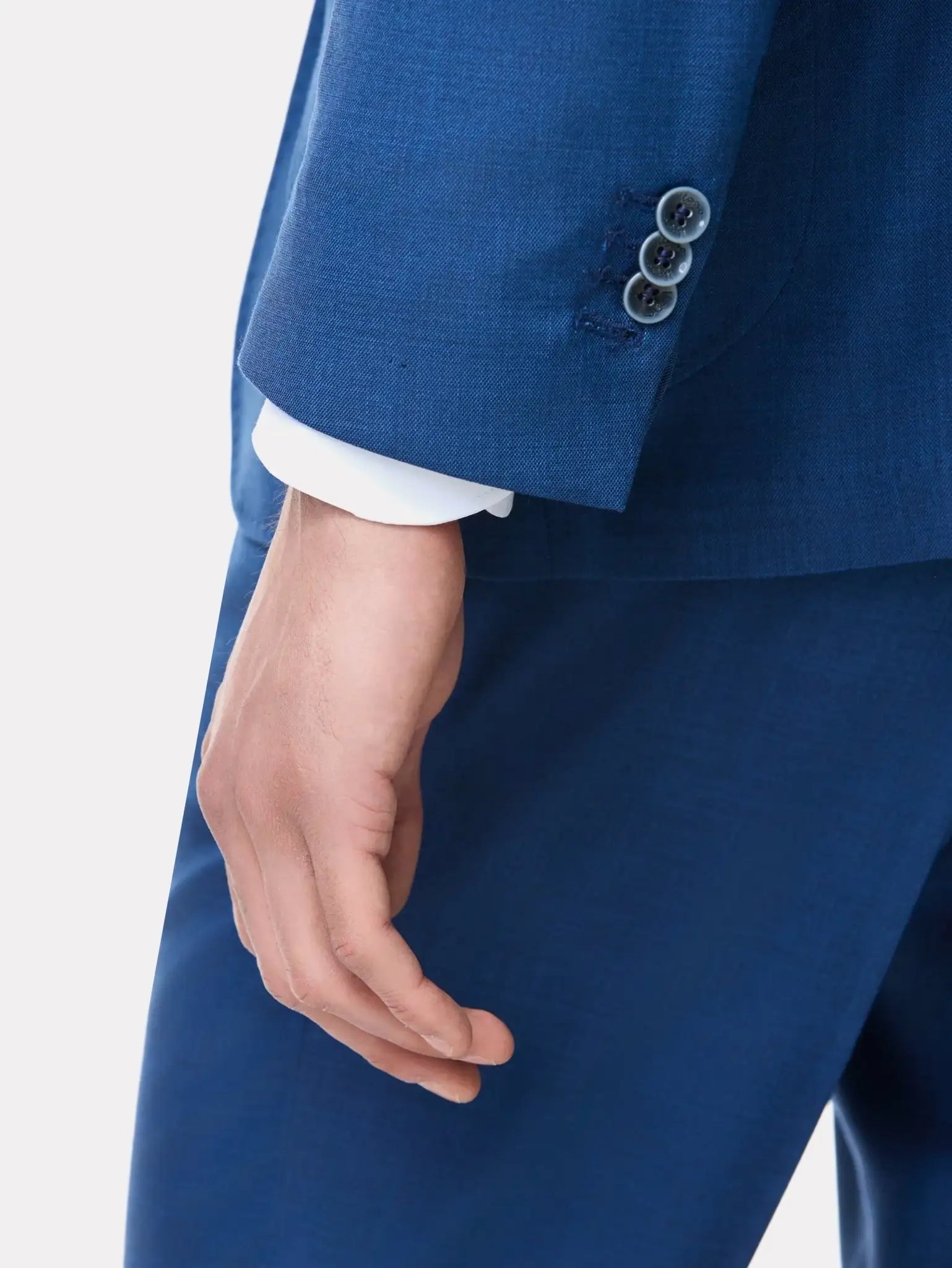 Costum slim fit albastru bird's eye