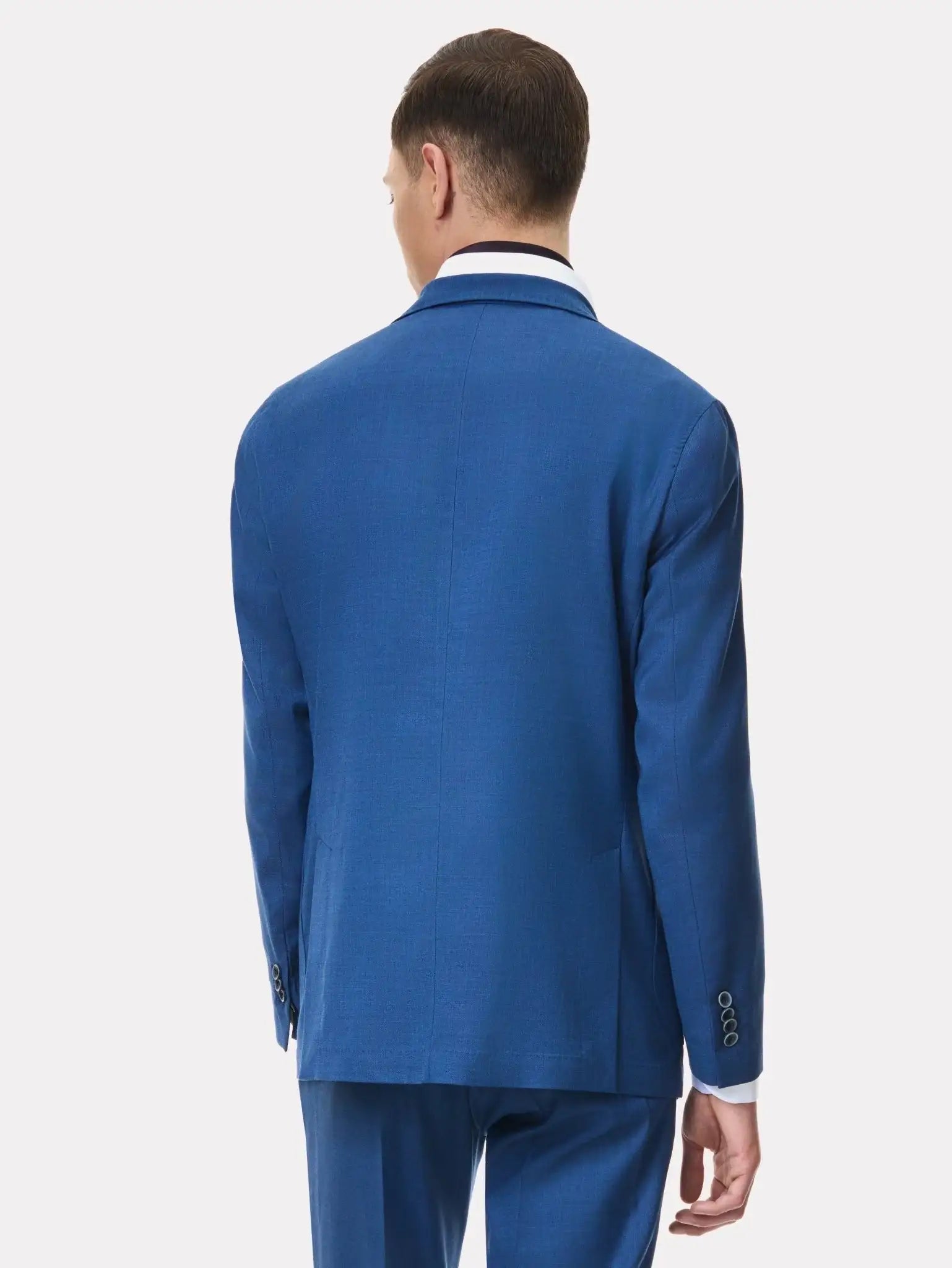 Costum slim fit albastru bird's eye