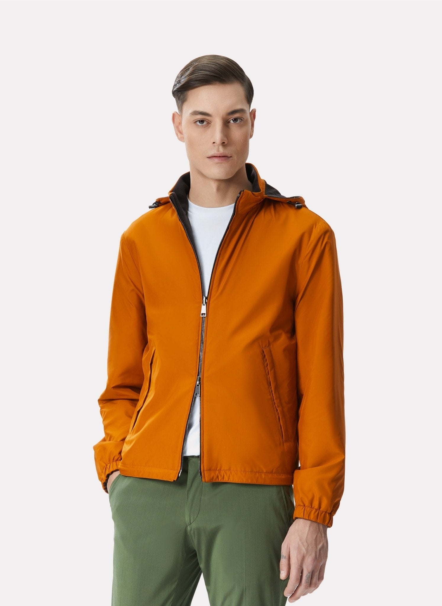 Jacheta reversibila camel/maro din material tehno si lana - Viggo