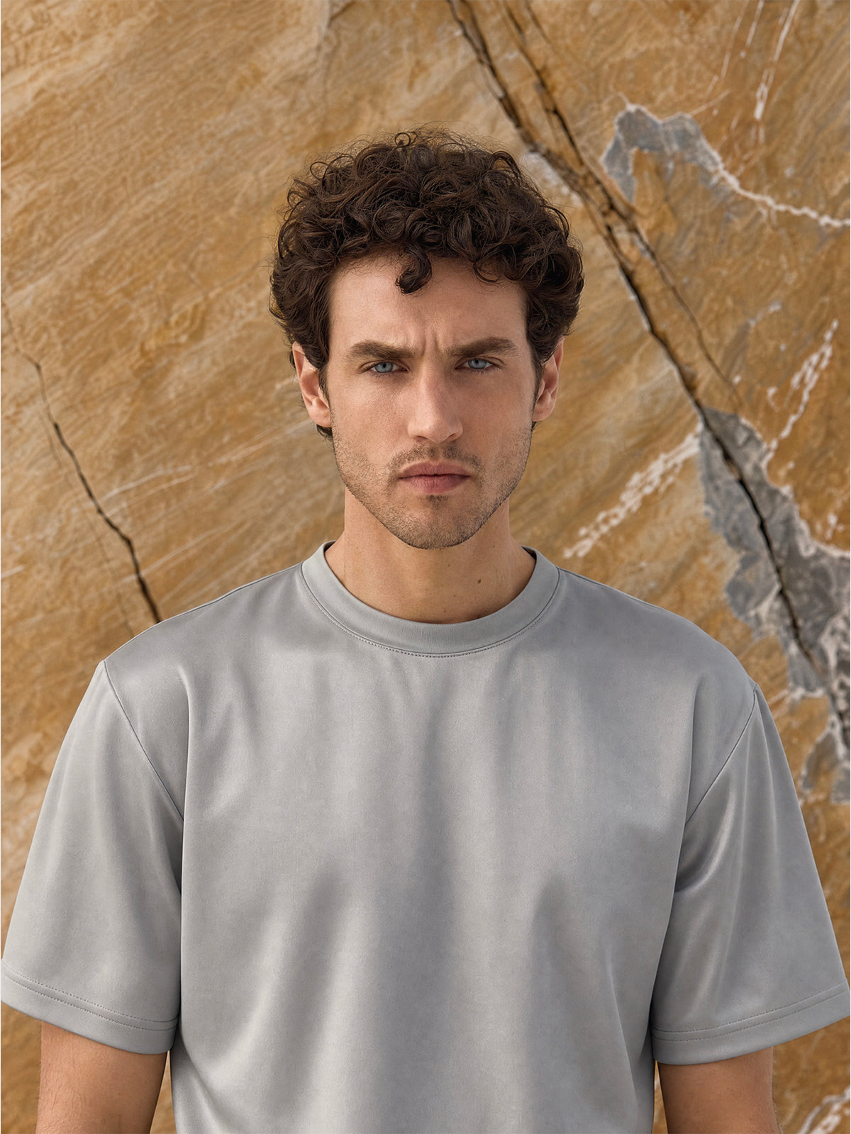 Tricou gri din bumbac Oeko-Tex®