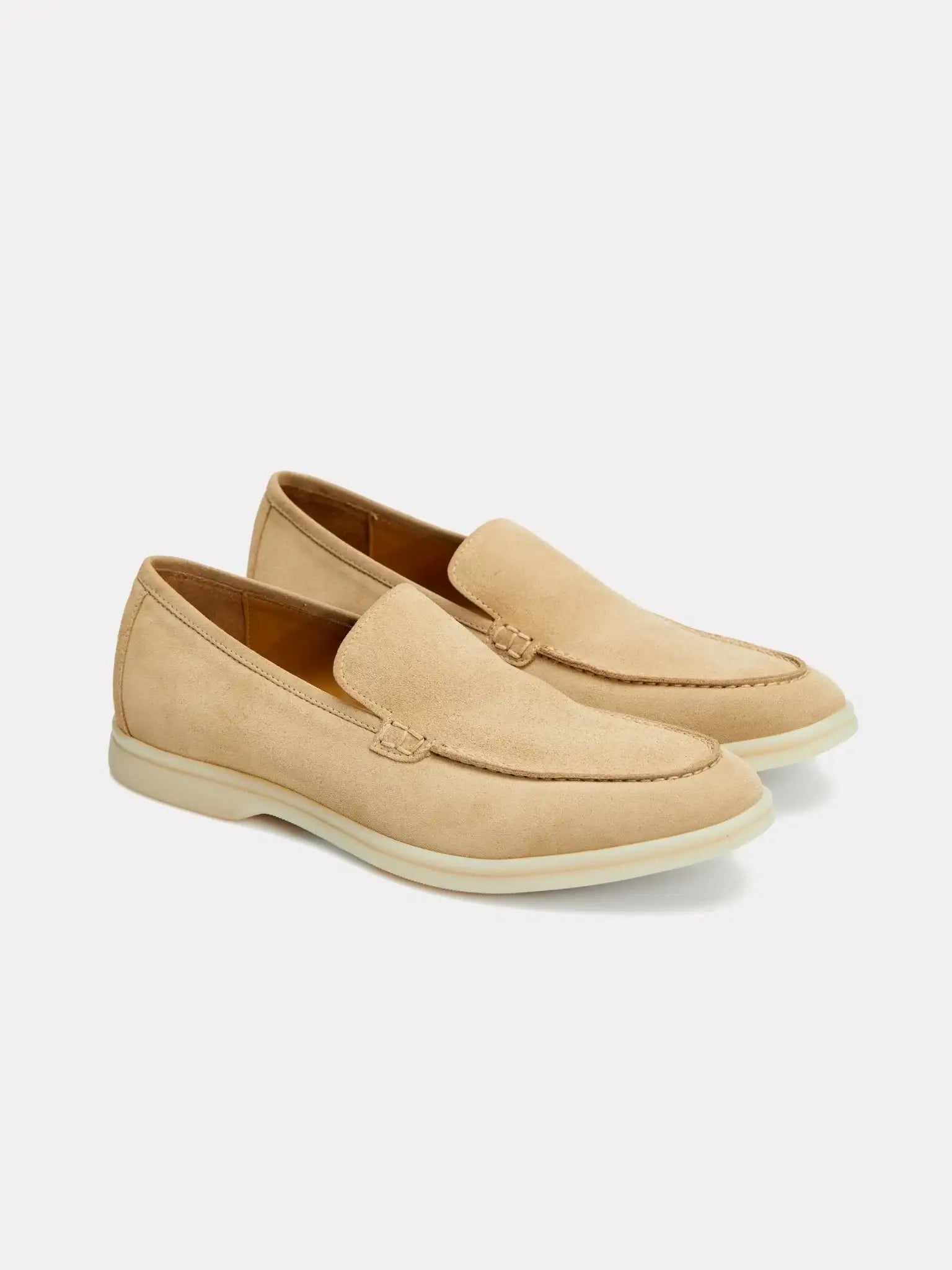 Mocasini beige din piele intoarsa