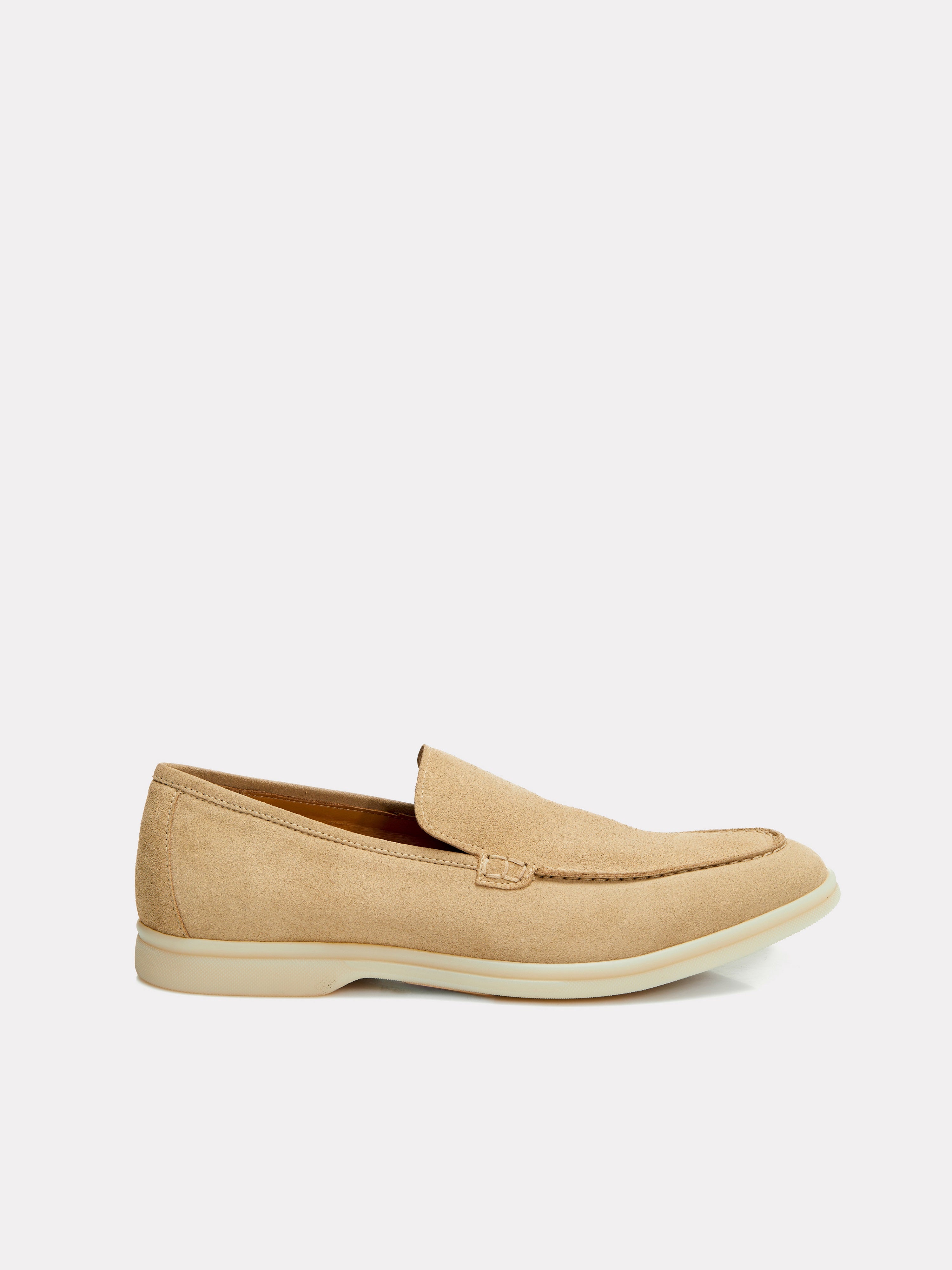 Mocasini beige din piele intoarsa