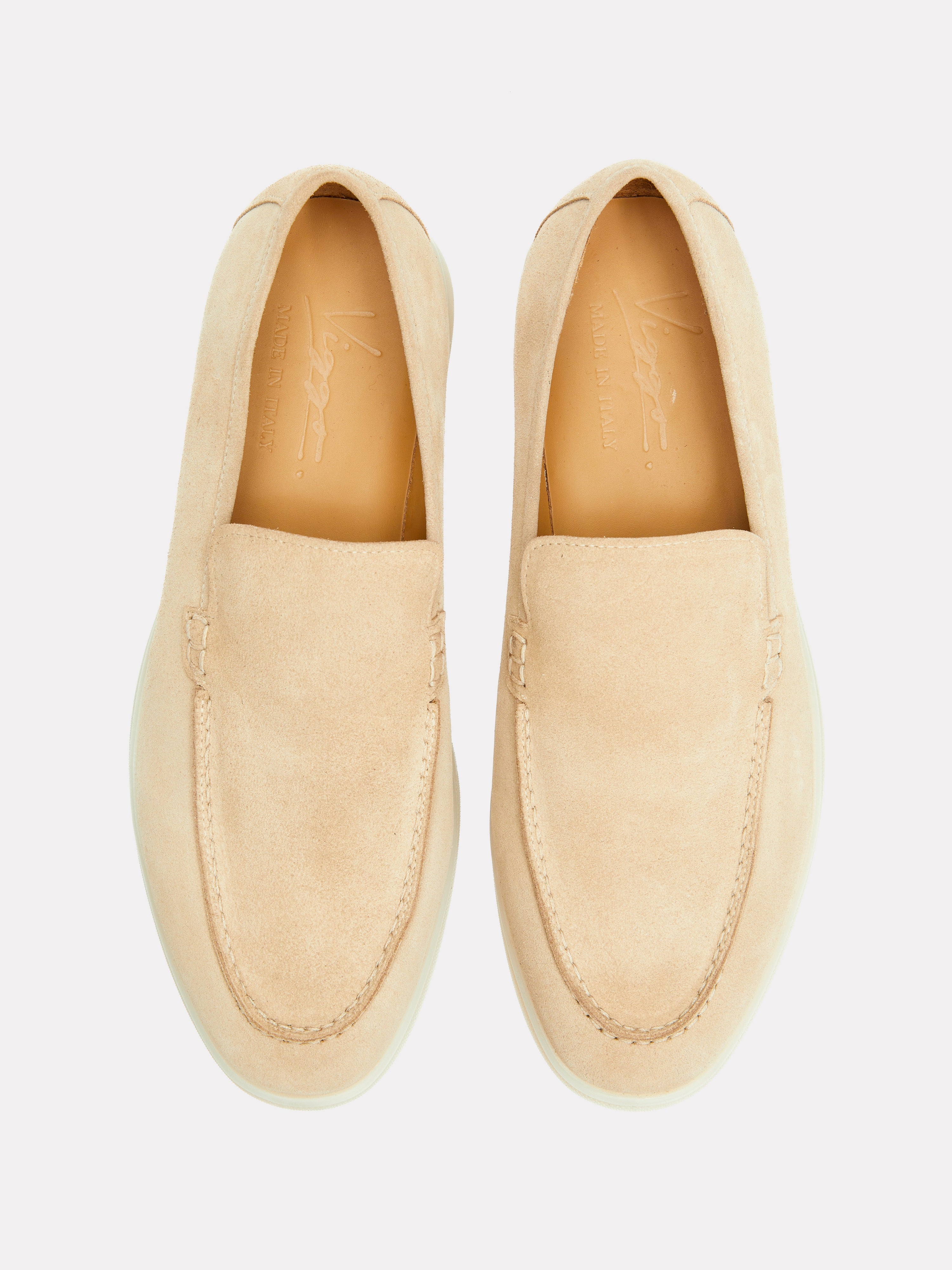 Mocasini beige din piele intoarsa