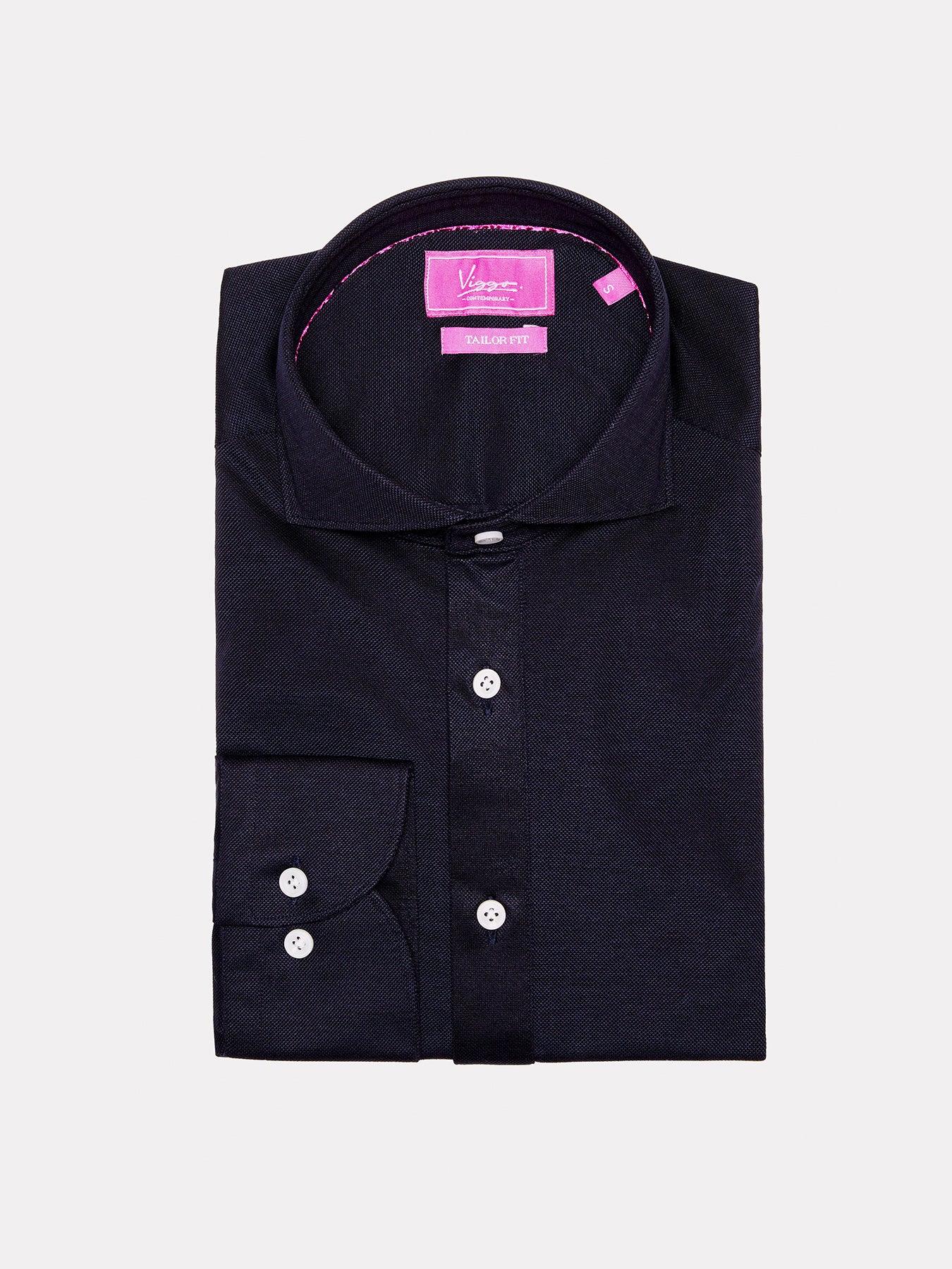 Black popover shirt with navy blue texture