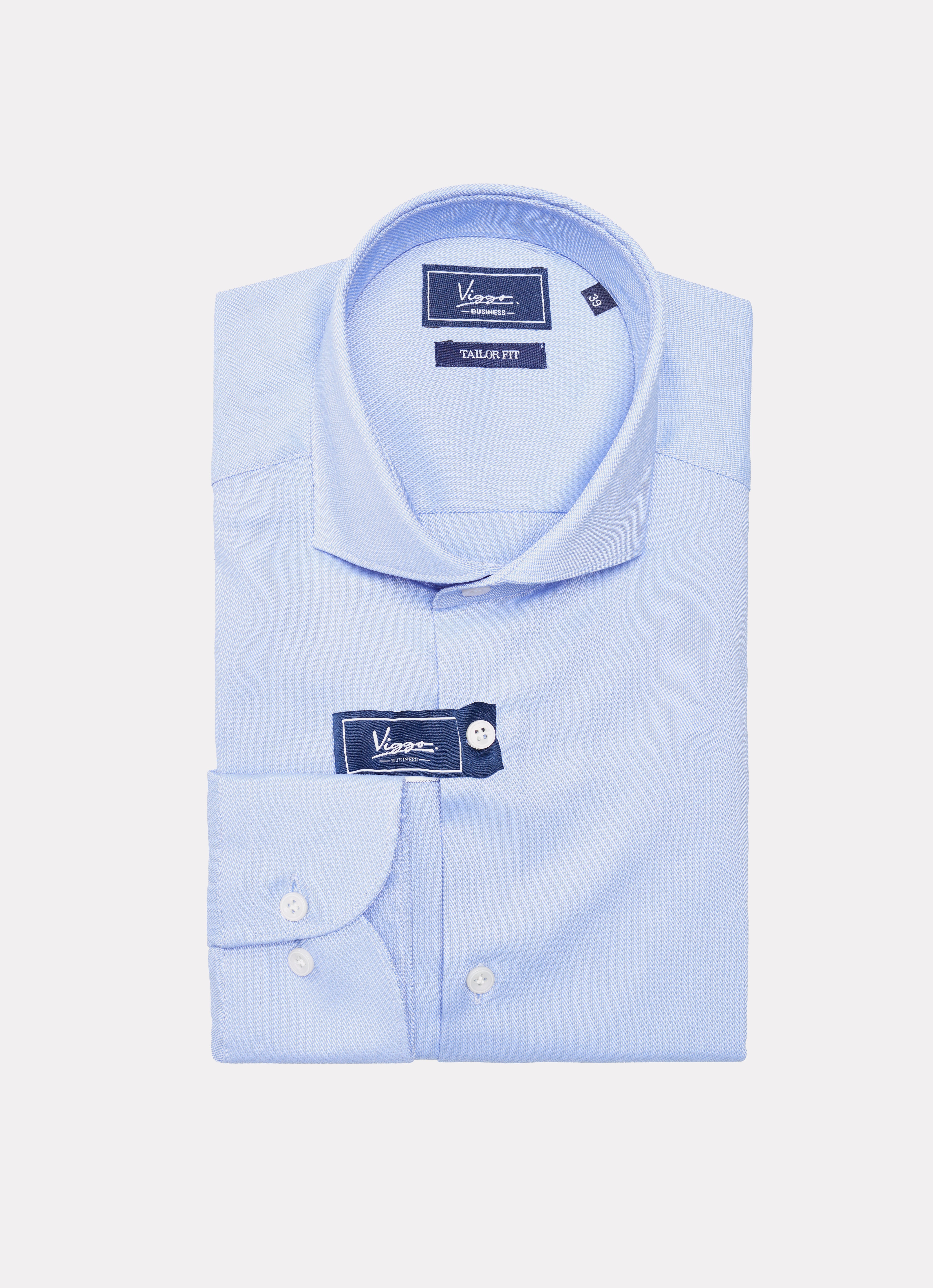 Camasa oxford bleu cu textura alba