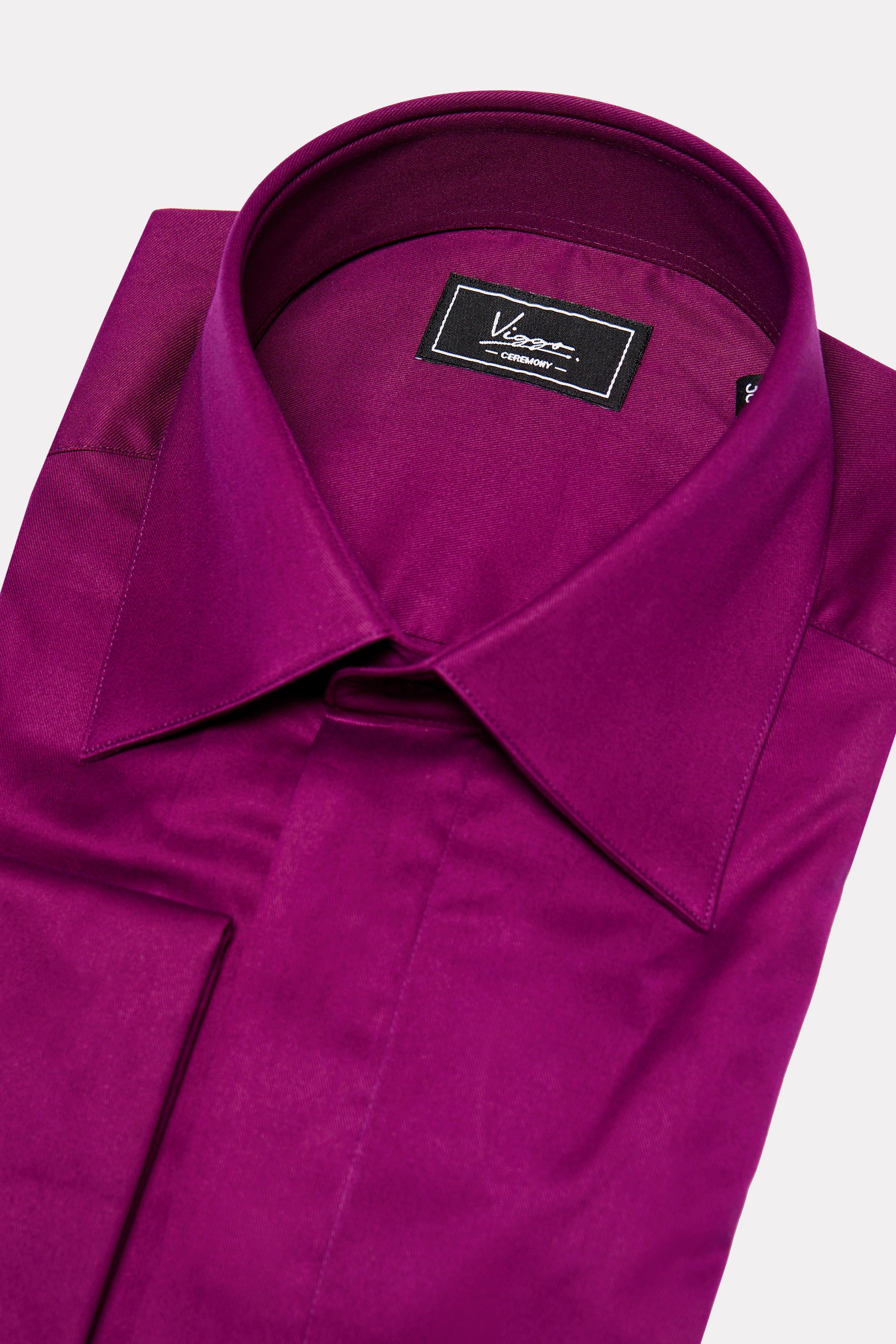 Purple shirt with hidden buttons