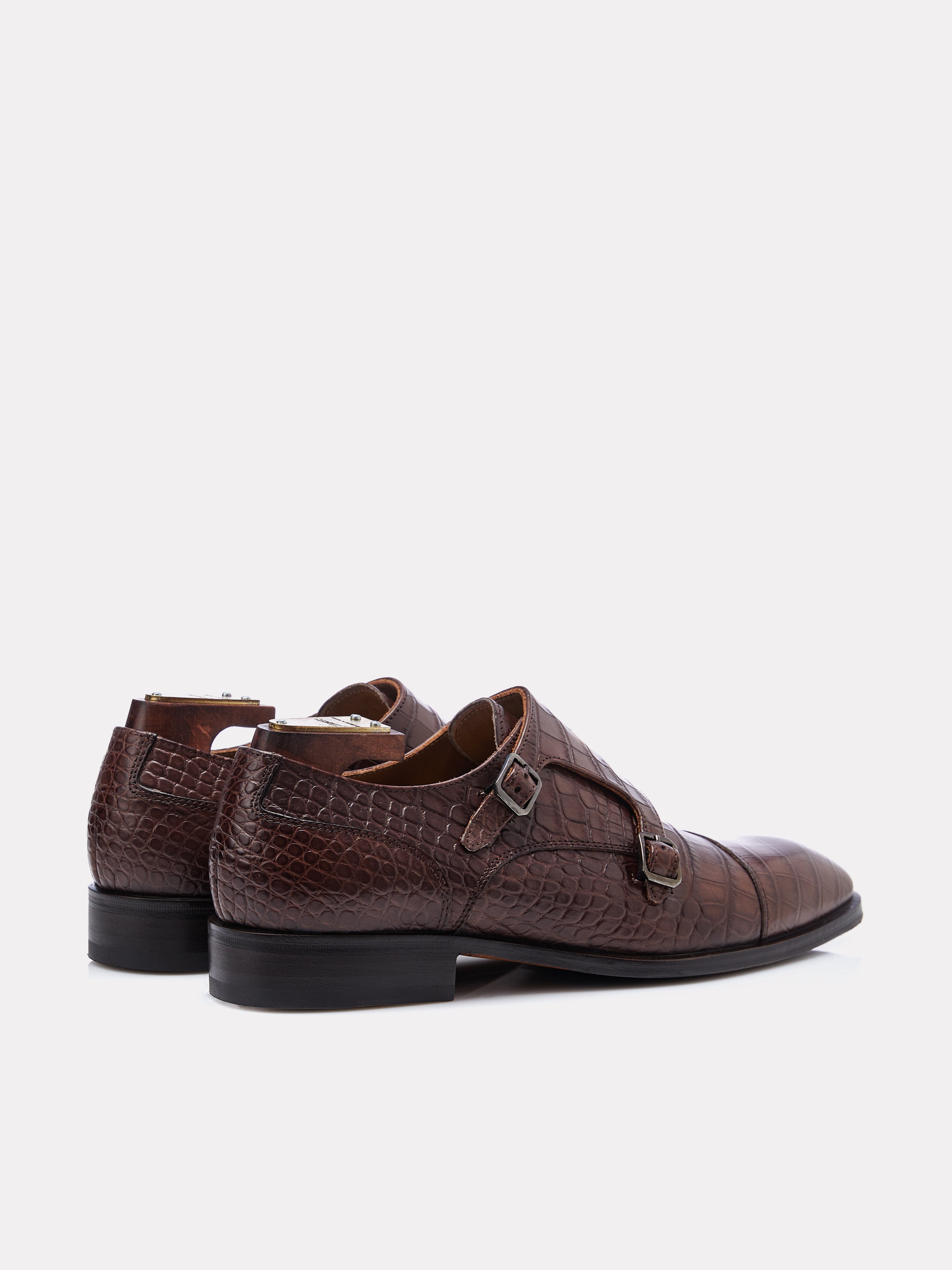 Brown double monk shoes