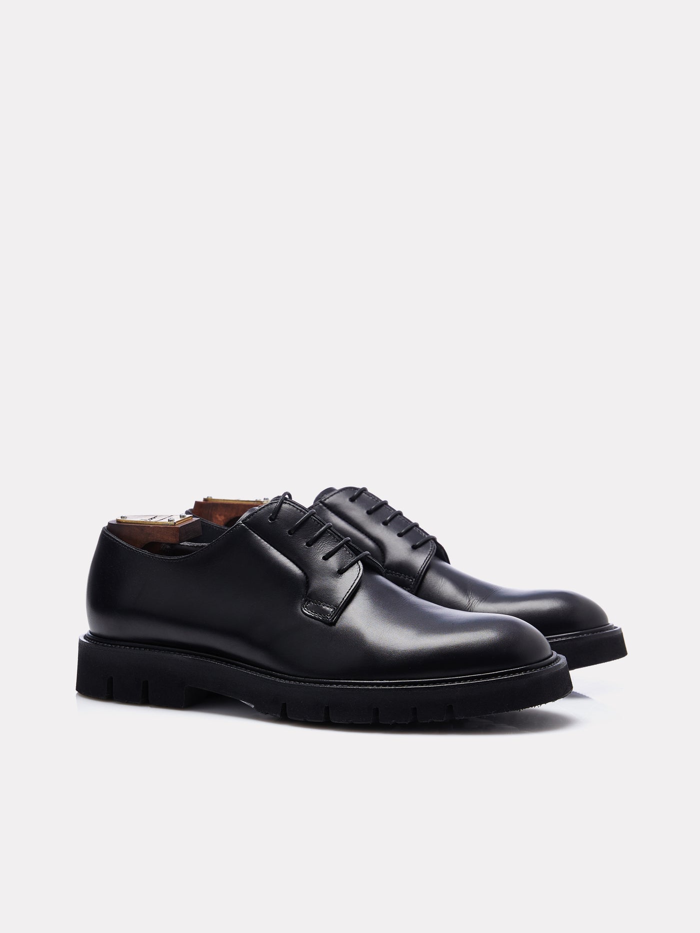 Pantofi derby negri cu talpa chunky