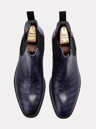 Ghete navy cu model croco
